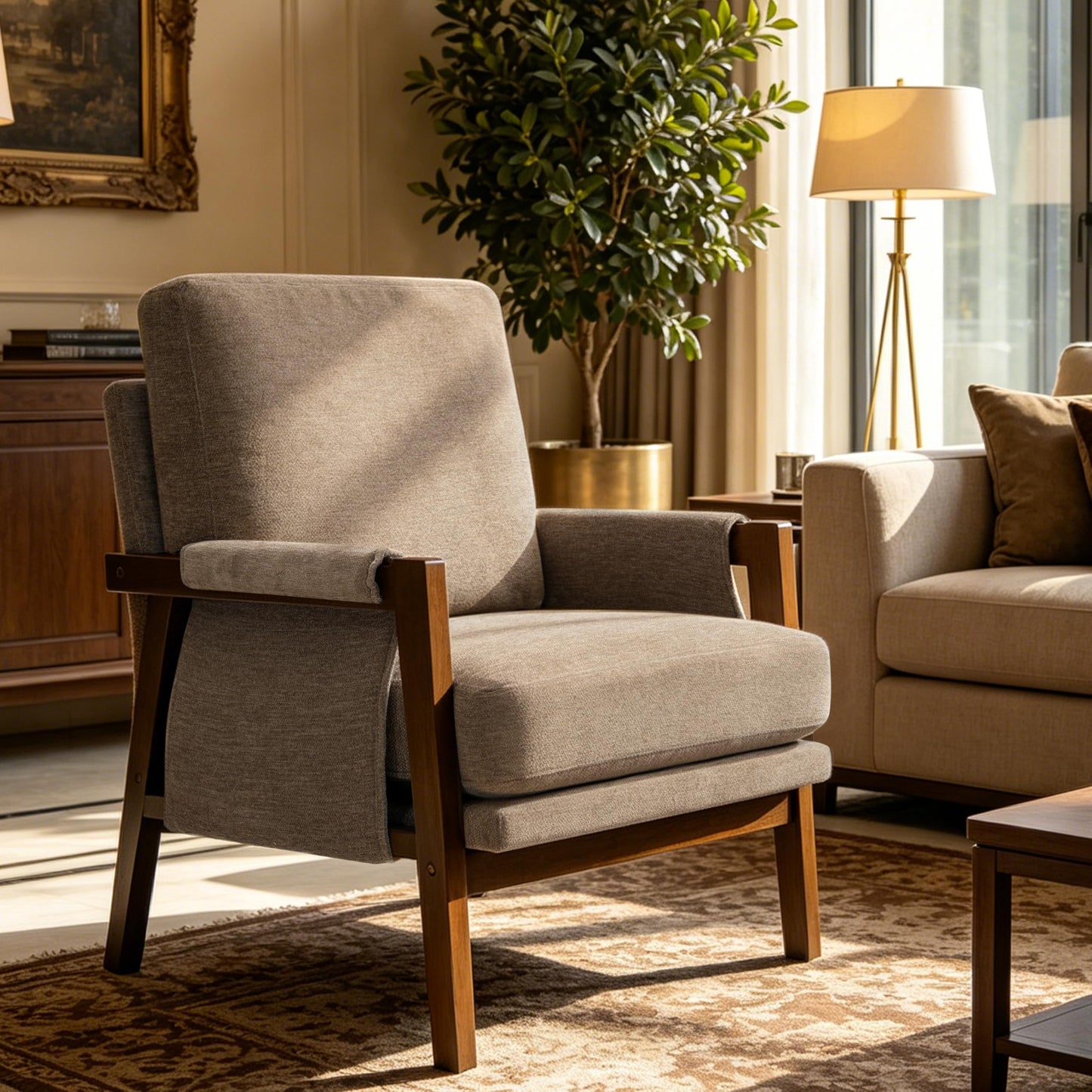 Modern Accent Armchair_Solid Wood