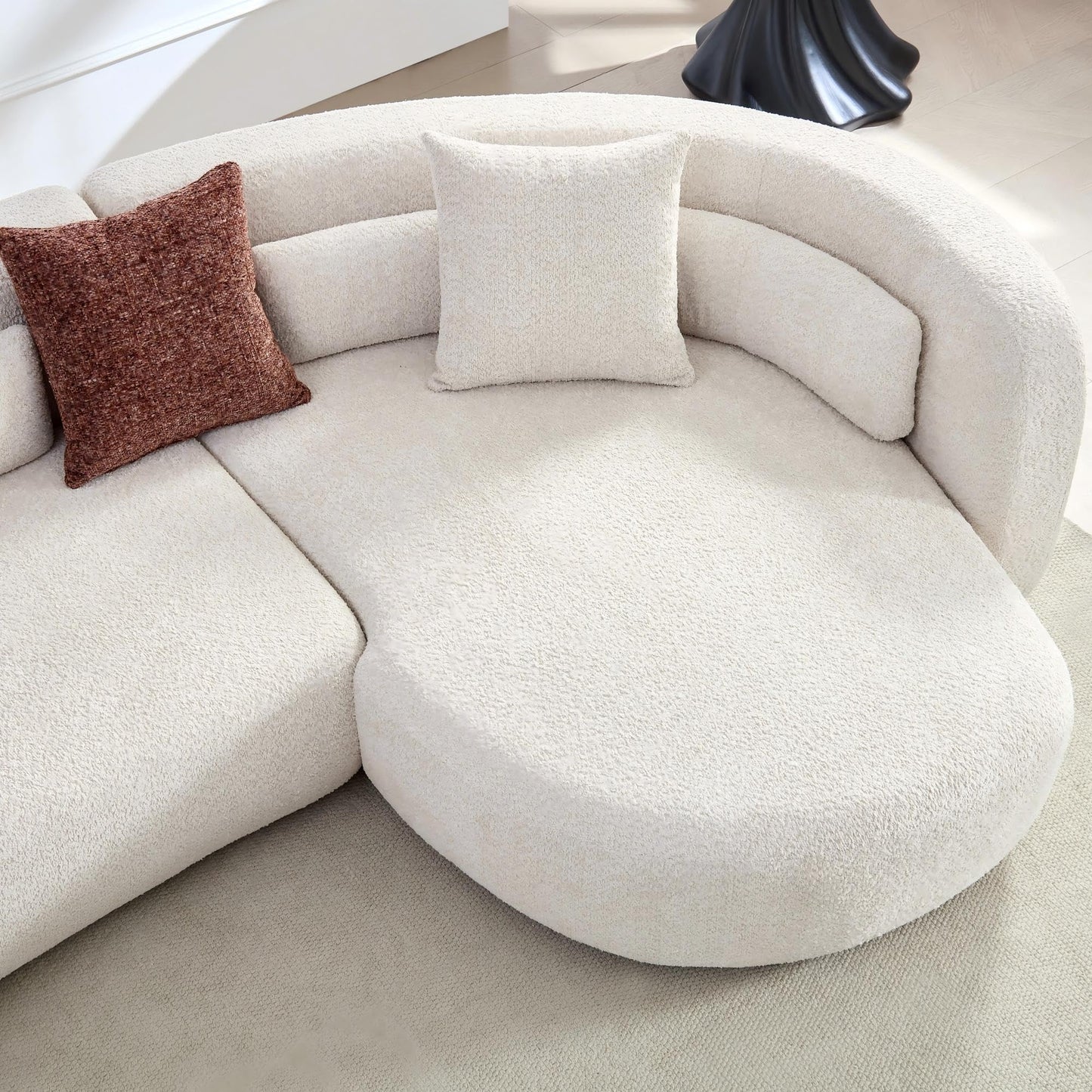 Oversized Curved Boucle 3-Sector Shaped Sectional Sofa