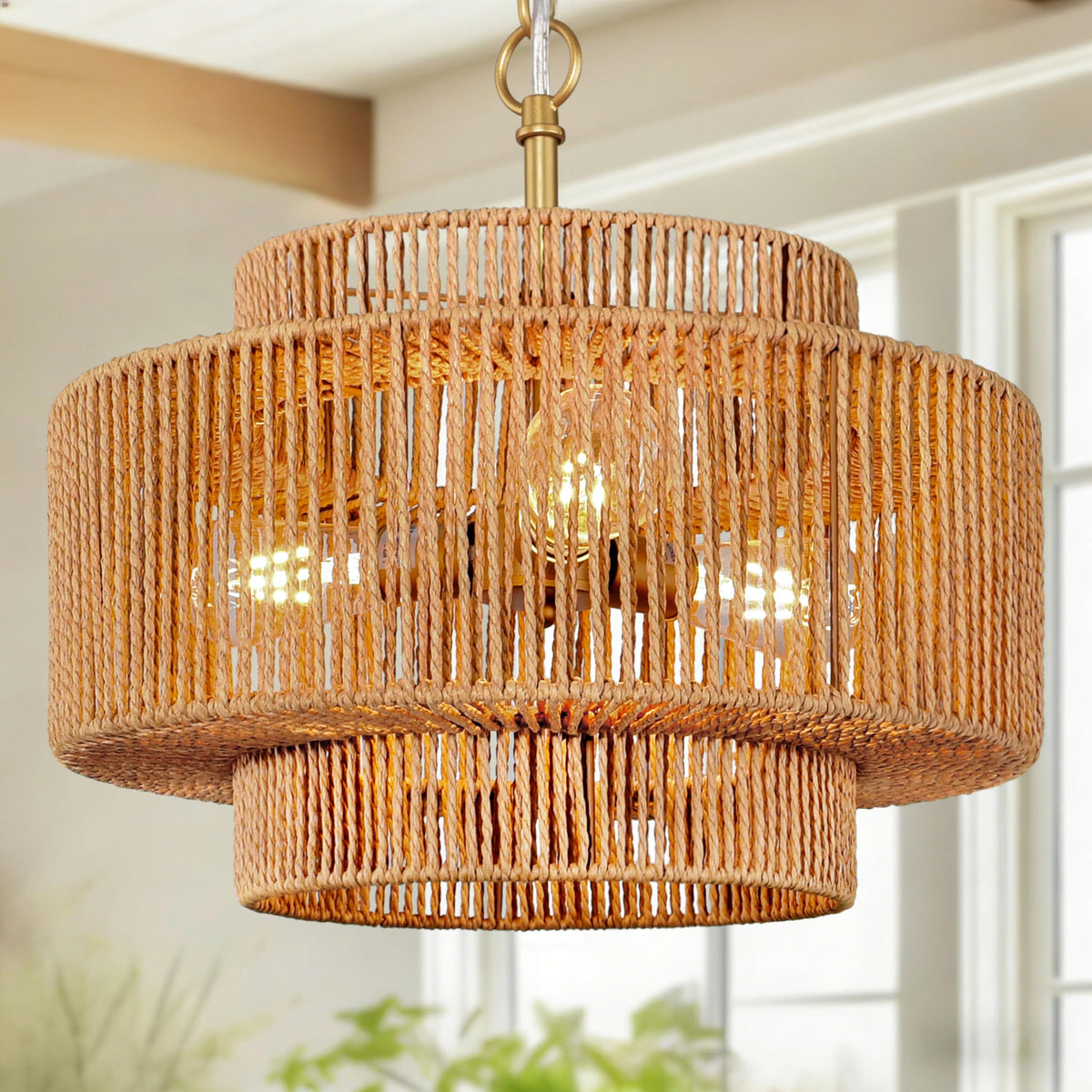 Black Rattan Pendant Chandelier