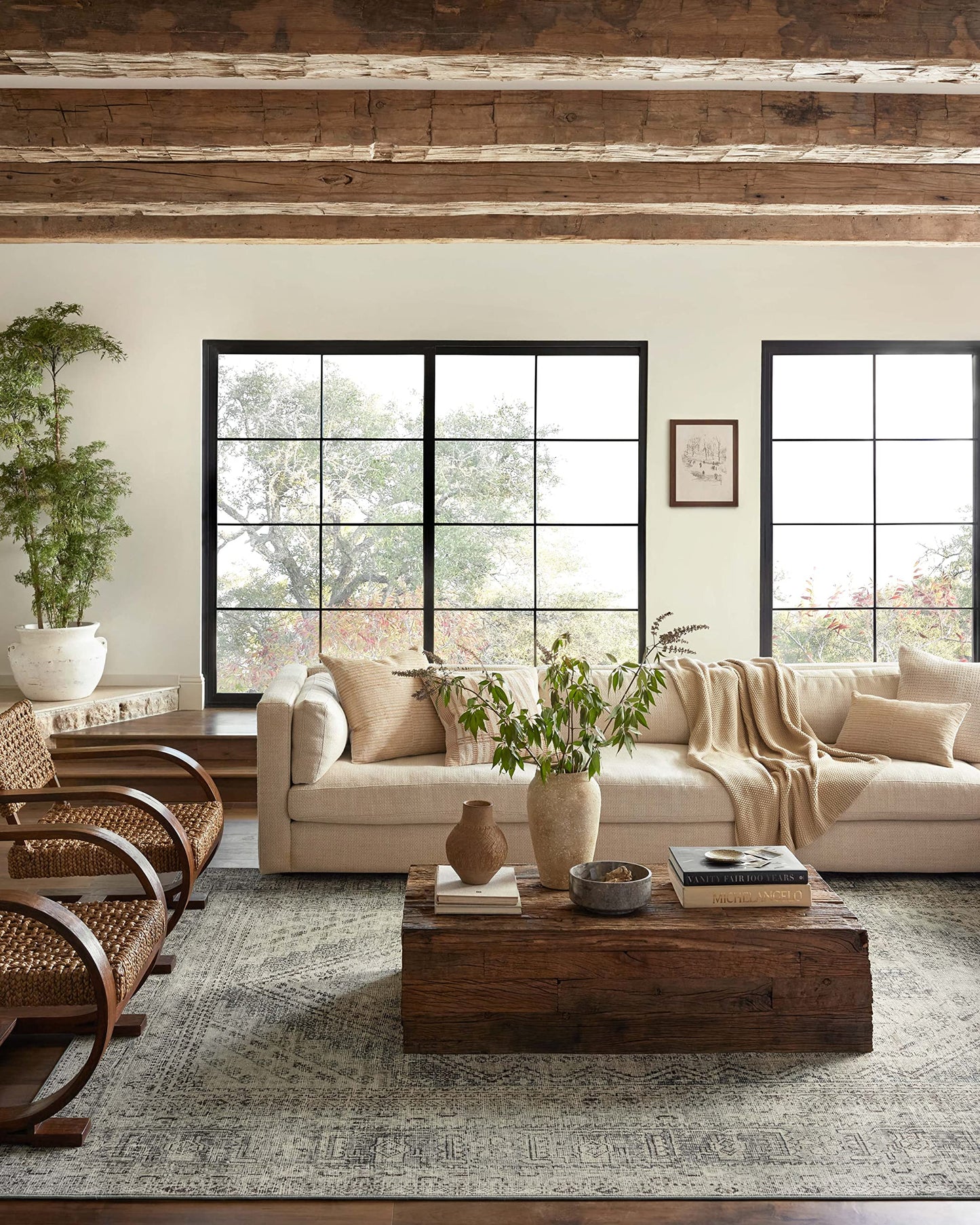 Loloi Magnolia Home by Joanna Gaines Sinclair Collection SIN-01 Pebble/Taupe 7'-6" x 9'-6", .25" Pile Height, Machine Washable, Area Rug