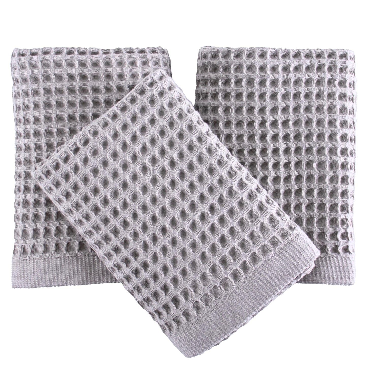 PÜSKÜL Organic Waffle Kitchen Towel Pure 100% Turkish Cotton Set of 3 Natural Raw-Undyed Towel - Premium Quality Soft Quick-Dry Absorbent Lint-Free Hand & Dish Towels Large 32X16 (3, Natural Beige)