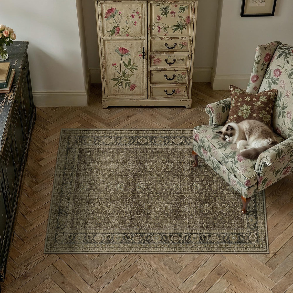 Dark Brown Vintage Rug