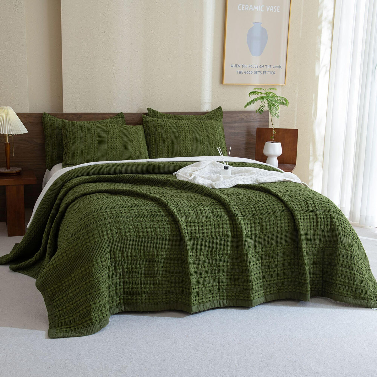 Oversized Waffle Weave Lightweight Coverlets_3 Pieces