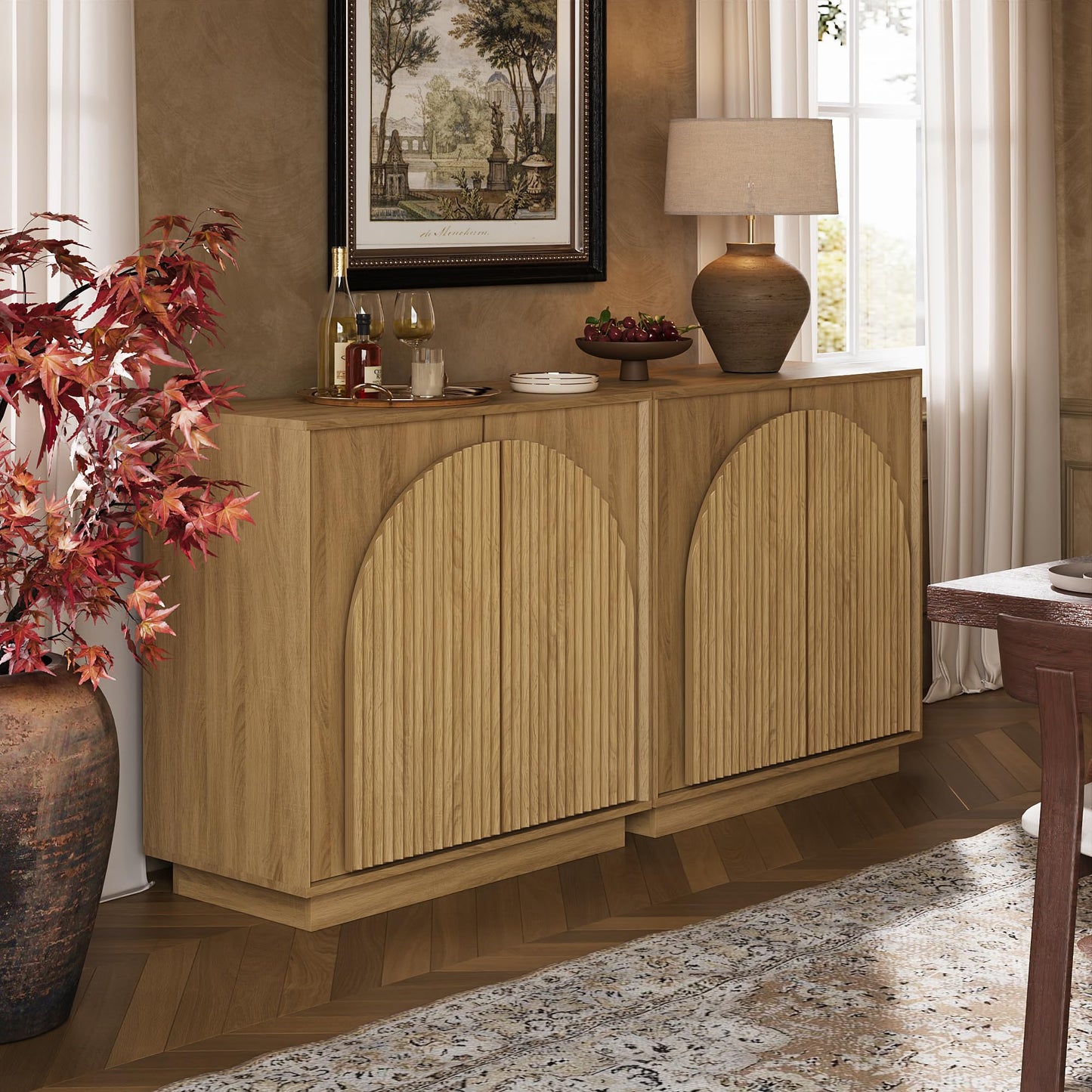 Modern Buffet Cabinet / Sideboard with Storage with Wave Design