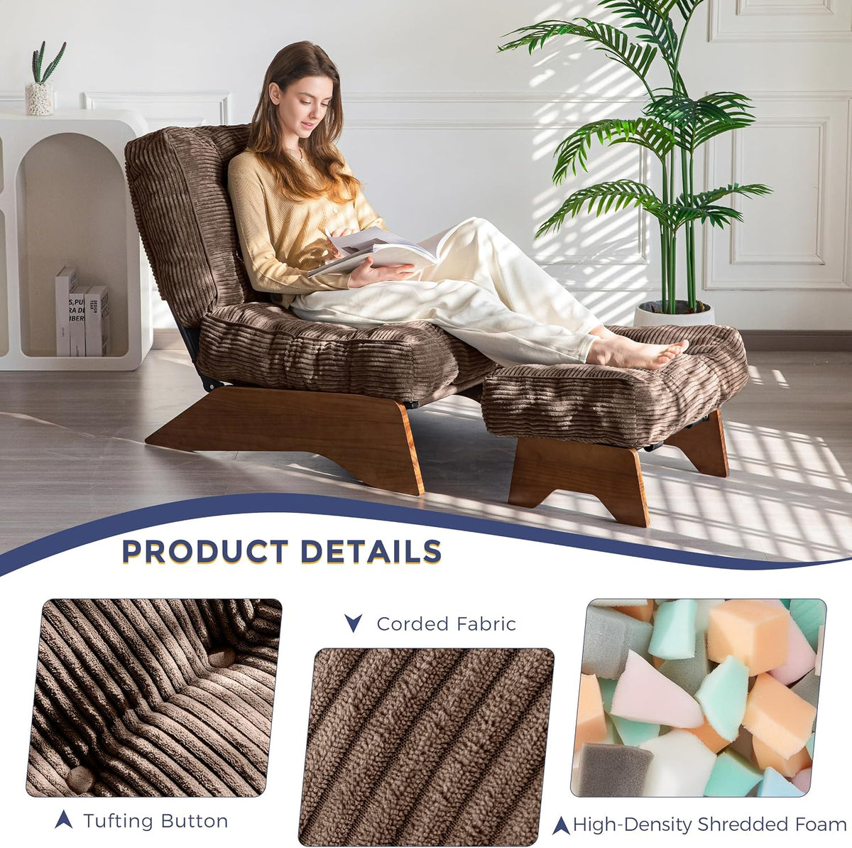 Lounge Chair with Ottoman and with Adjustable Backrest