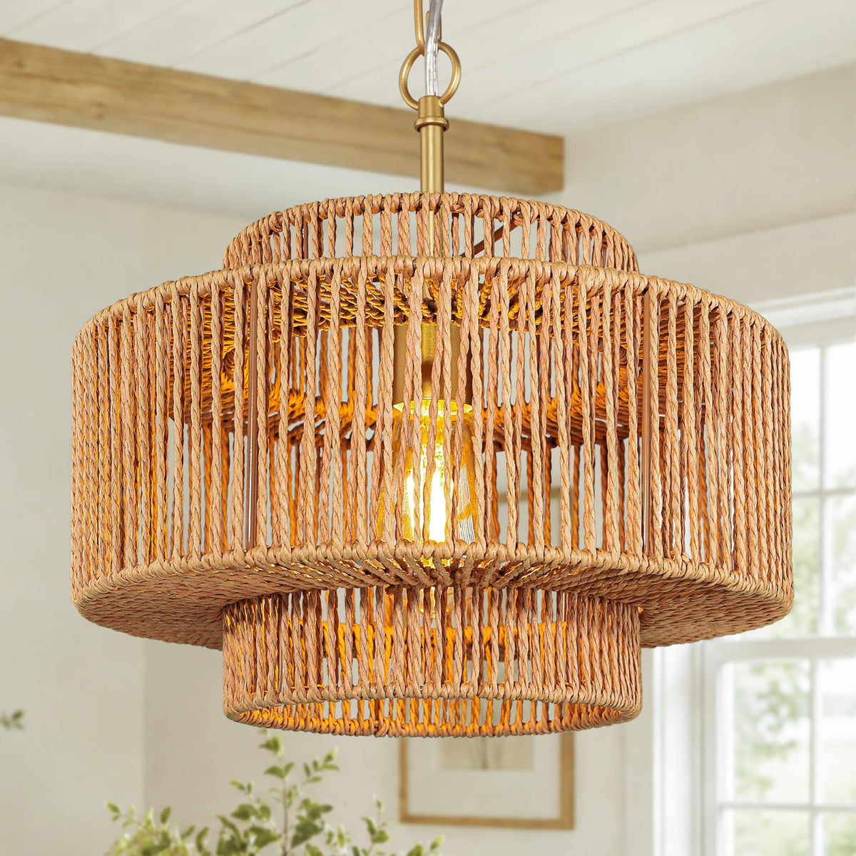 Black Rattan Pendant Chandelier