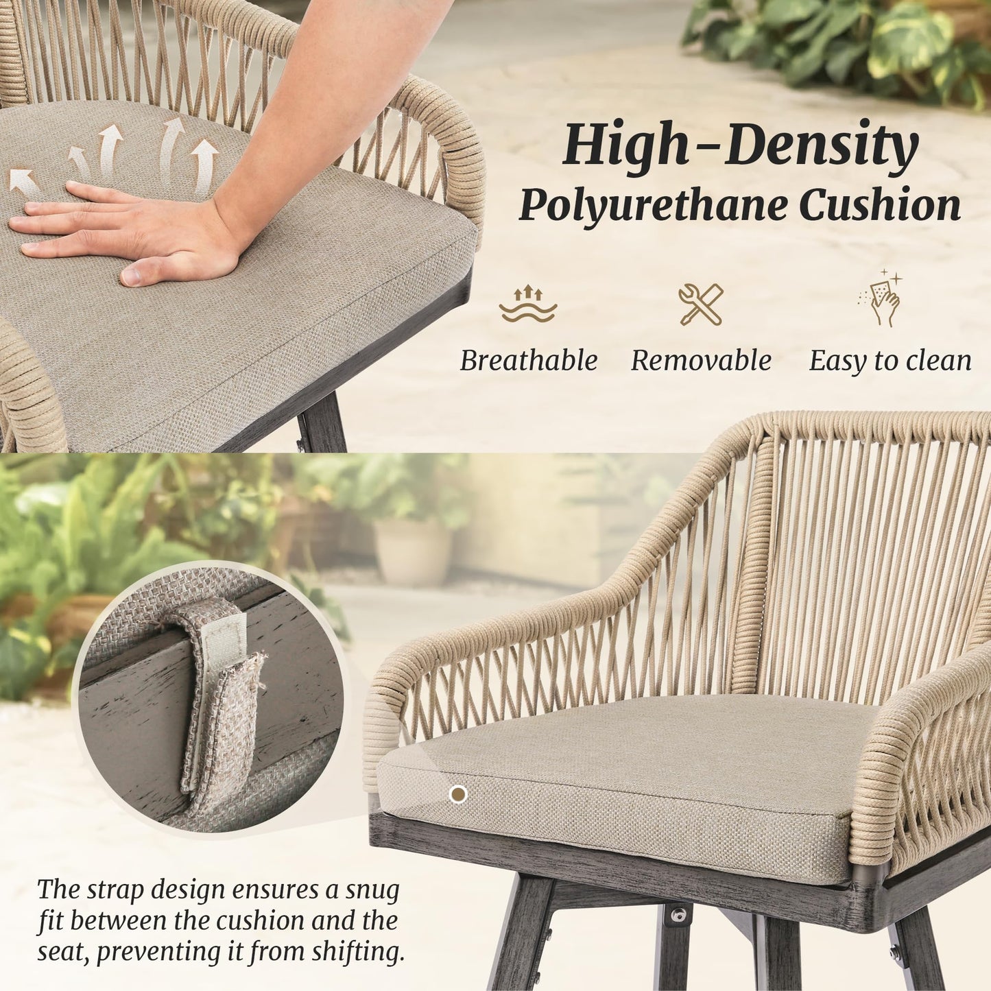 Swivel Outdoor Bar Stools Set of 4, with Armrest