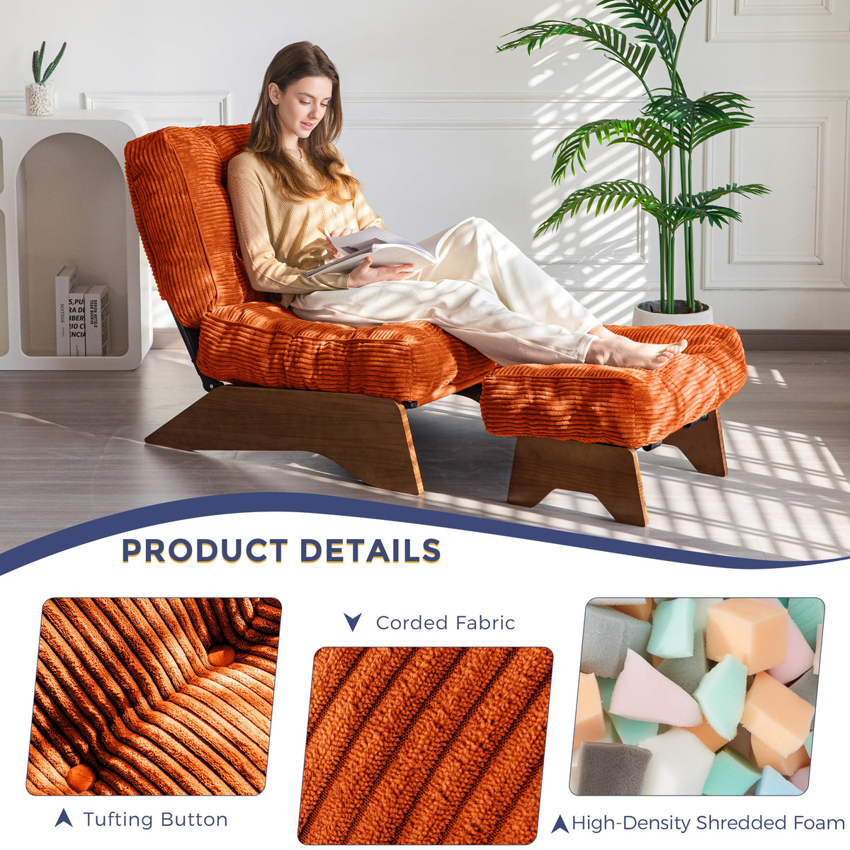 Lounge Chair with Ottoman and with Adjustable Backrest