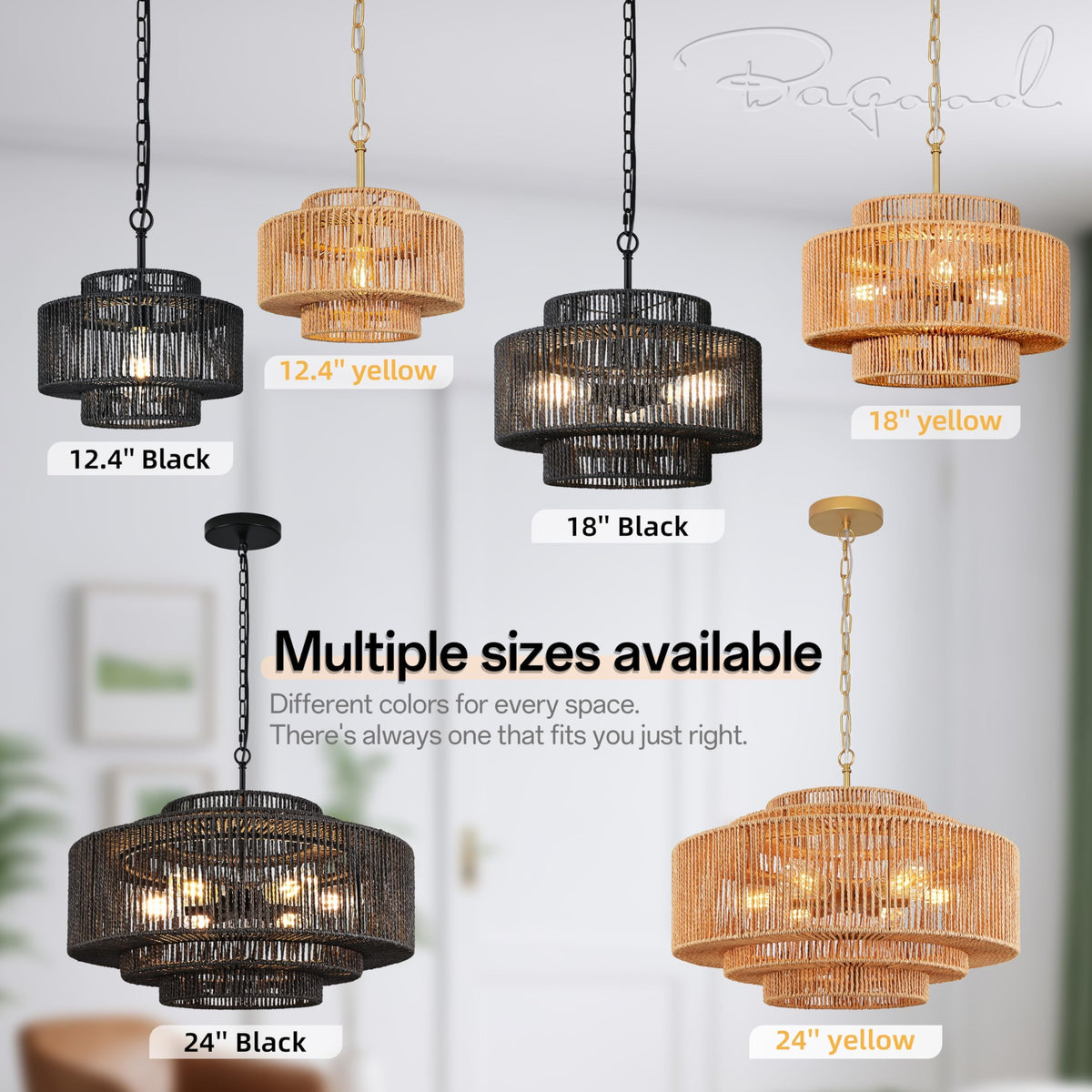 Black Rattan Pendant Chandelier