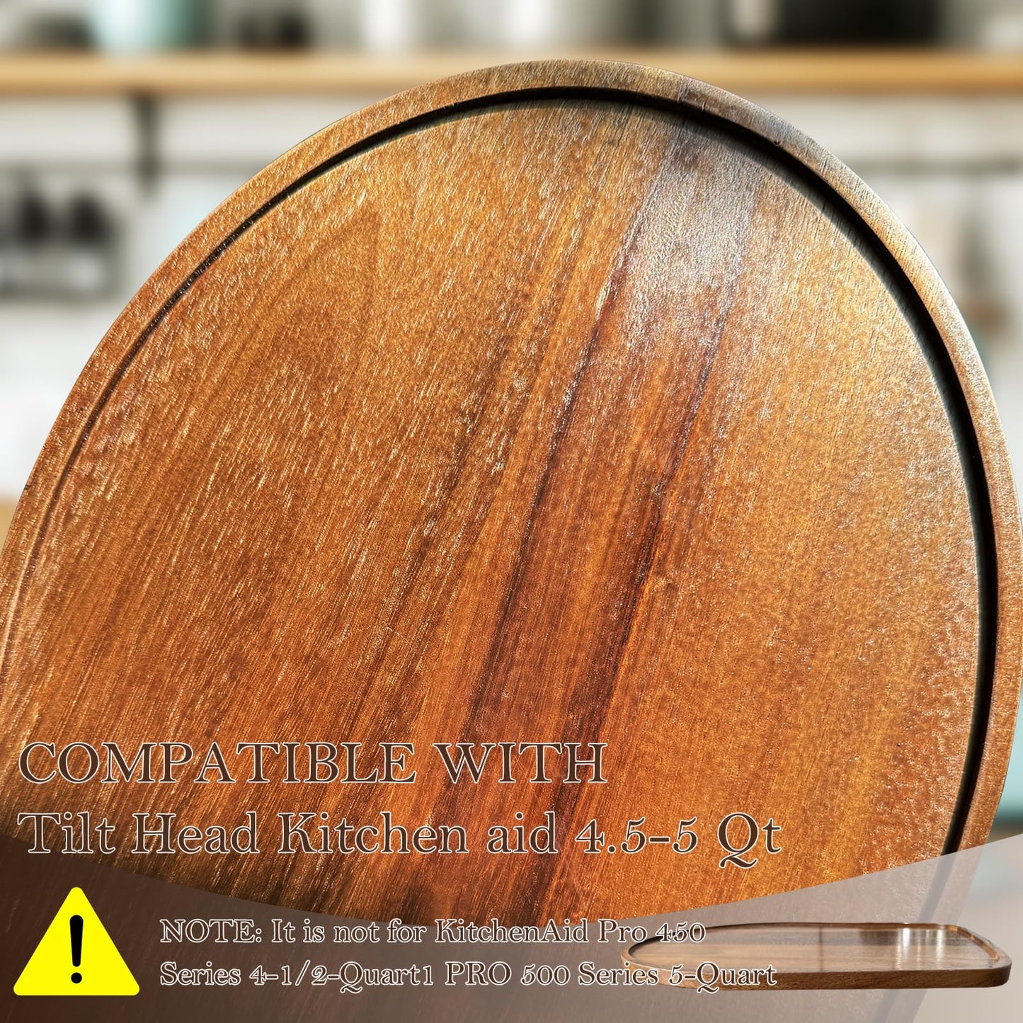 Acacia Wood Mixer Slider Mat for Kitchen Aid 4.5-5 Qt Tilt-Head Stand Mixer Kitchen Appliance Slider Tray Countertop Storage Attachments