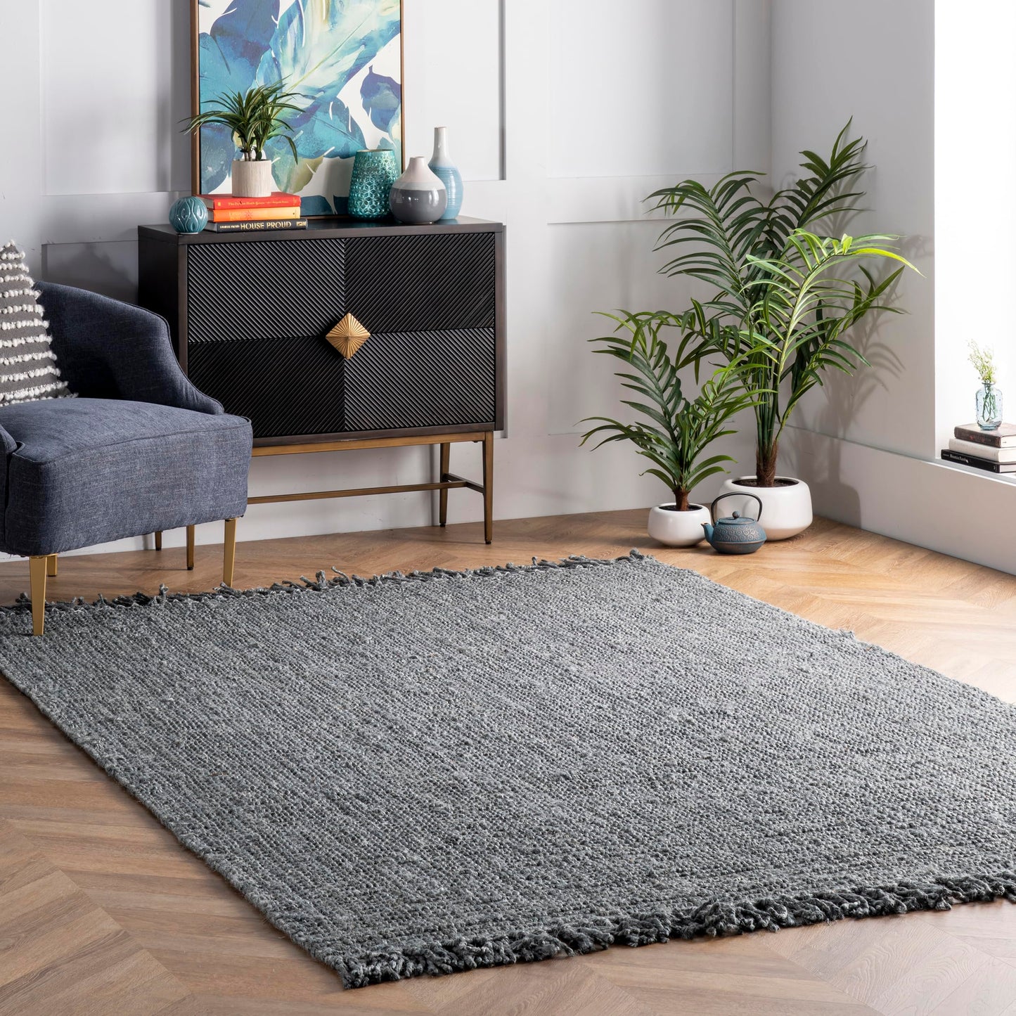 Chocolate Solid Flatweave Area Rug, 5' x 8'