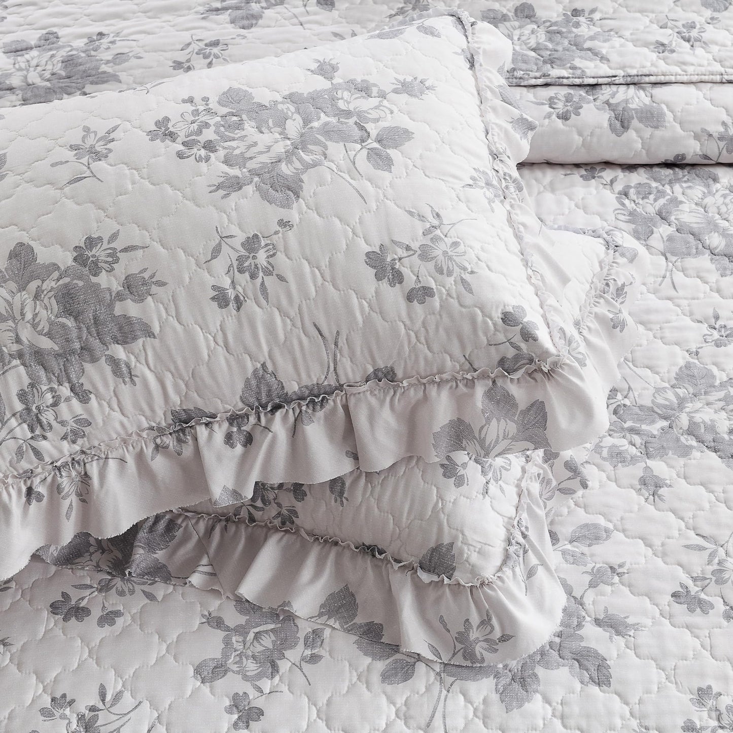 Ruffled Quilt Stone-Washed Lightweight Crinkled Shabby Chic Bedding Set