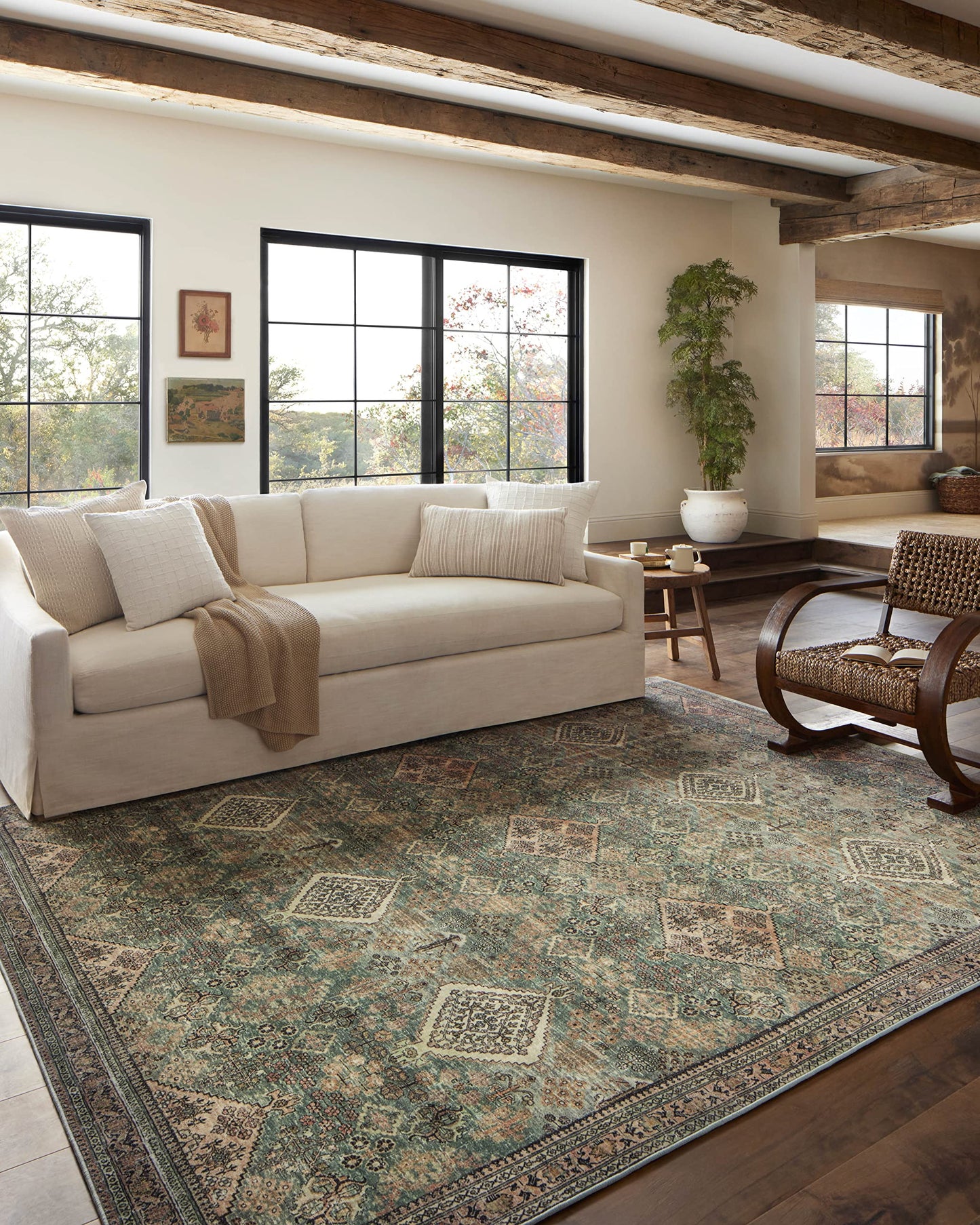Loloi Magnolia Home by Joanna Gaines Sinclair Collection SIN-01 Pebble/Taupe 7'-6" x 9'-6", .25" Pile Height, Machine Washable, Area Rug