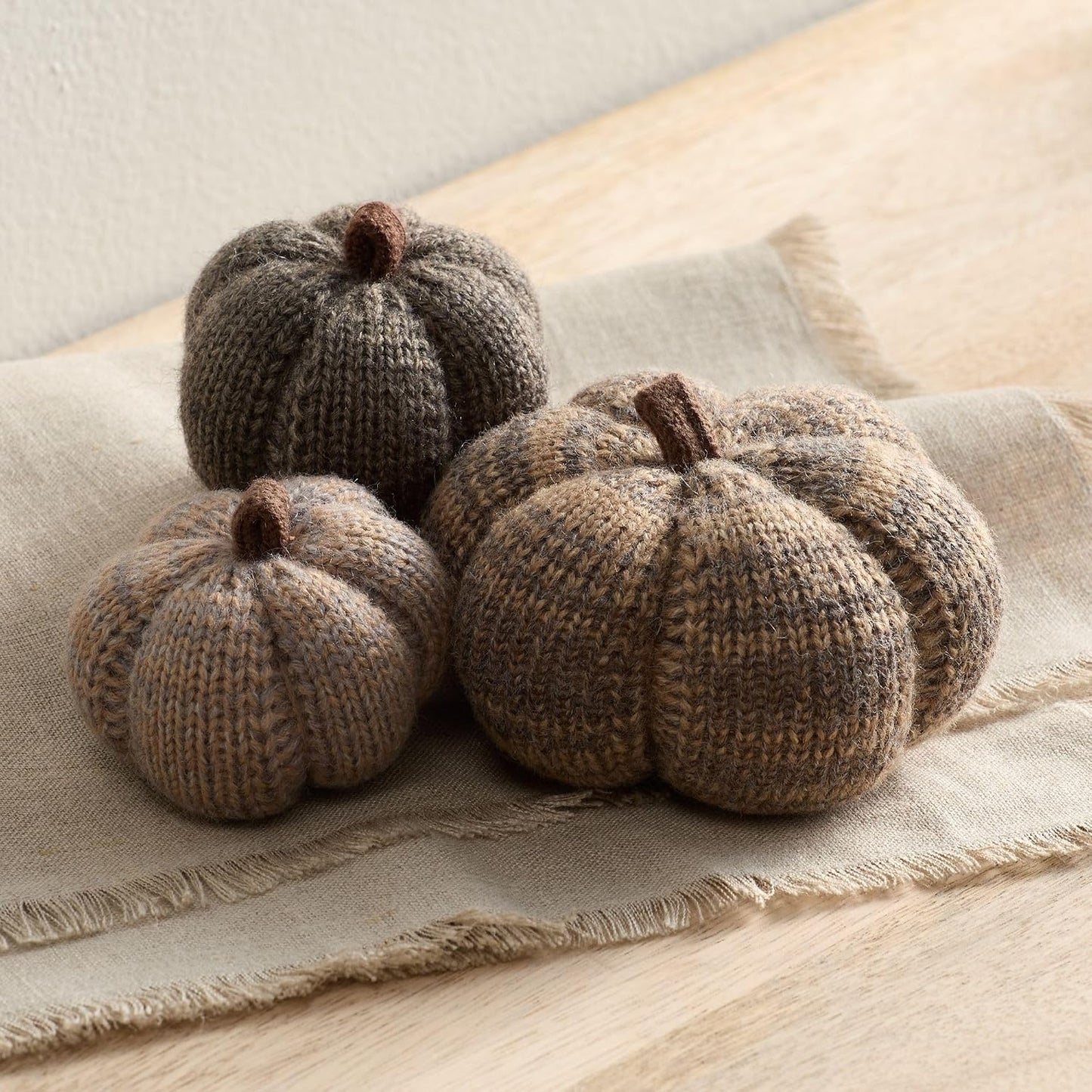 Set of 3 Cozy Knit Pumpkins