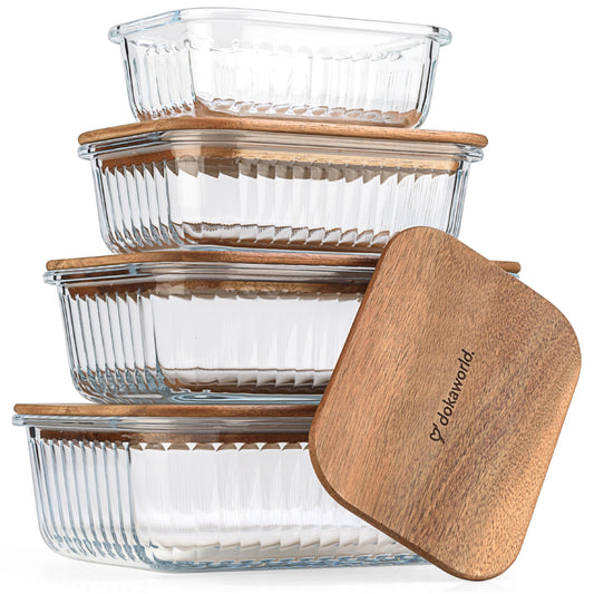 Glass Container Set with Acacia Lids