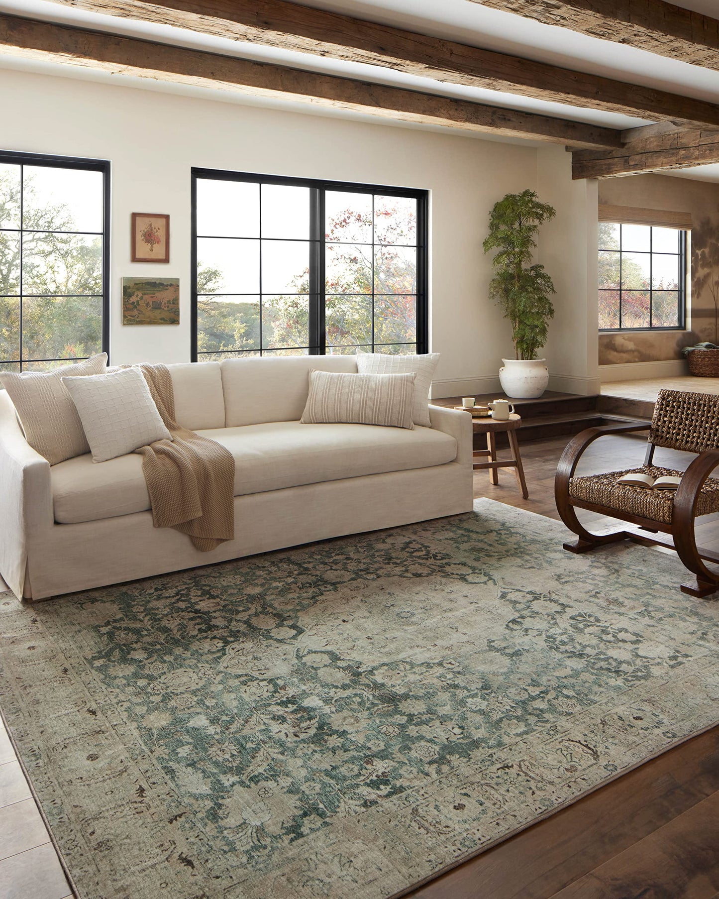 Loloi Magnolia Home by Joanna Gaines Sinclair Collection SIN-01 Pebble/Taupe 7'-6" x 9'-6", .25" Pile Height, Machine Washable, Area Rug
