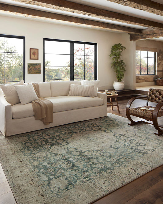 Loloi Magnolia Home by Joanna Gaines Sinclair Collection SIN-01 Pebble/Taupe 7'-6" x 9'-6", .25" Pile Height, Machine Washable, Area Rug