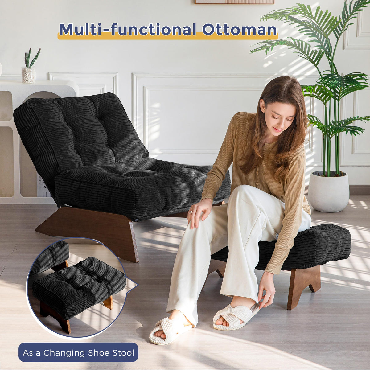 Lounge Chair with Ottoman and with Adjustable Backrest