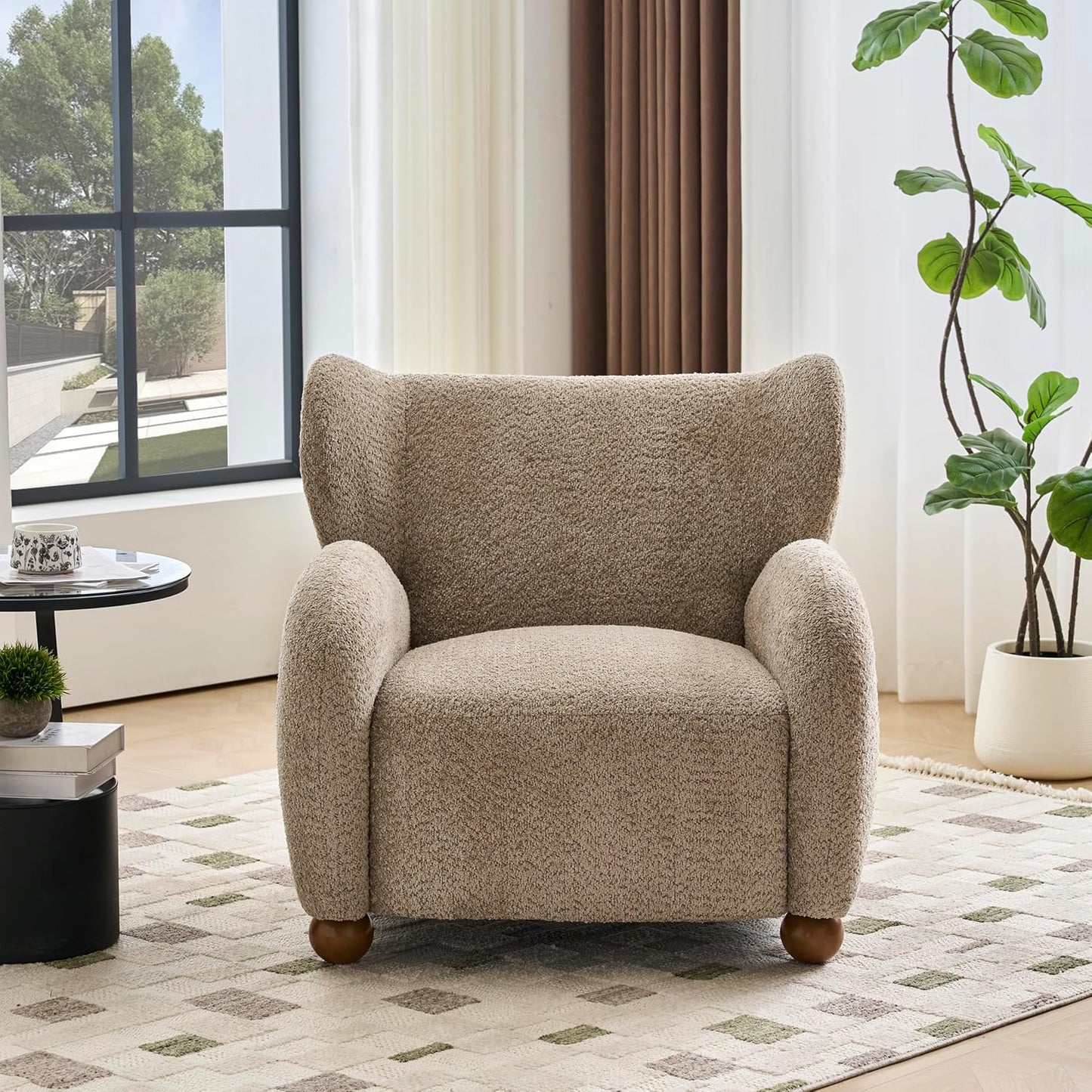 Aiden Boucle Wingback Accent Chair