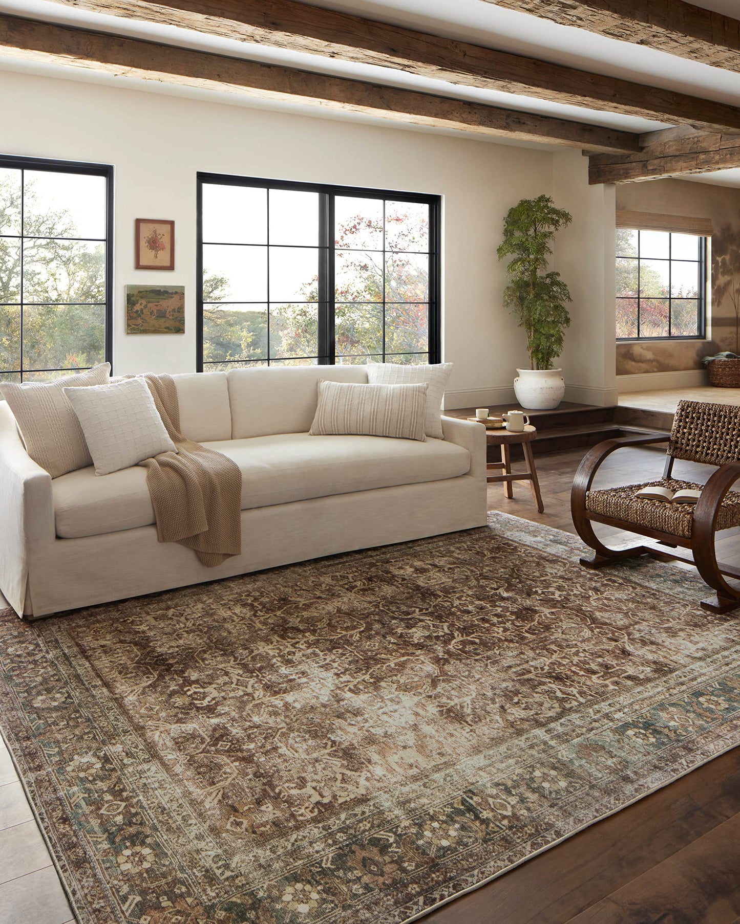 Loloi Magnolia Home by Joanna Gaines Sinclair Collection SIN-01 Pebble/Taupe 7'-6" x 9'-6", .25" Pile Height, Machine Washable, Area Rug