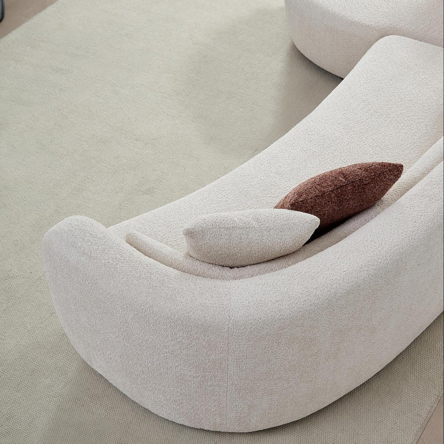 Oversized Curved Boucle 3-Sector Shaped Sectional Sofa