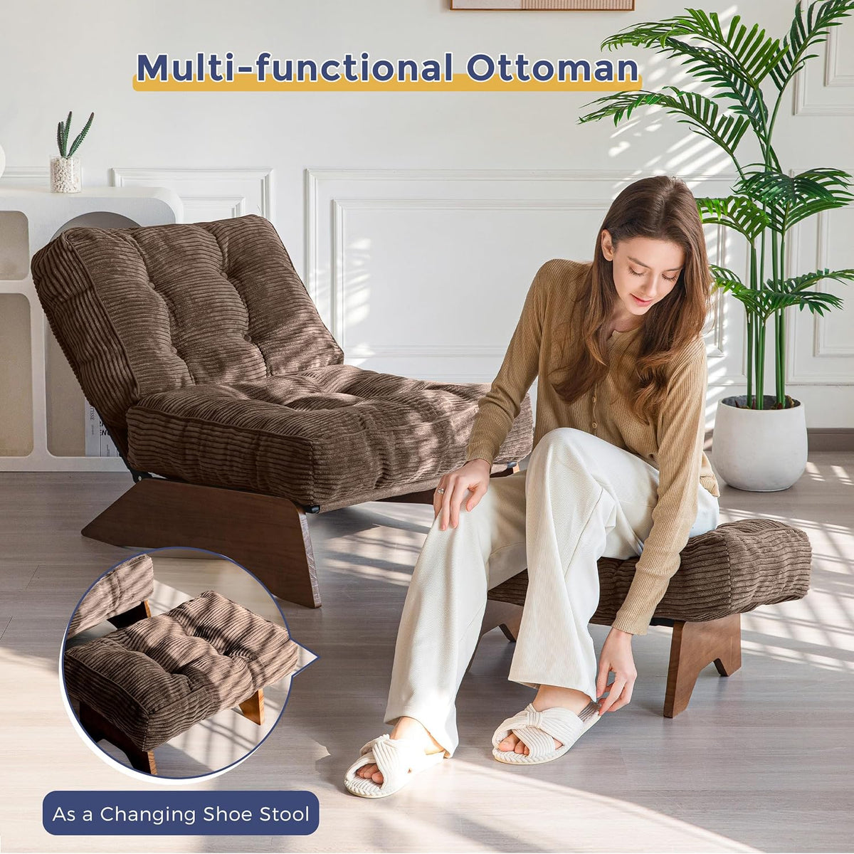 Lounge Chair with Ottoman and with Adjustable Backrest