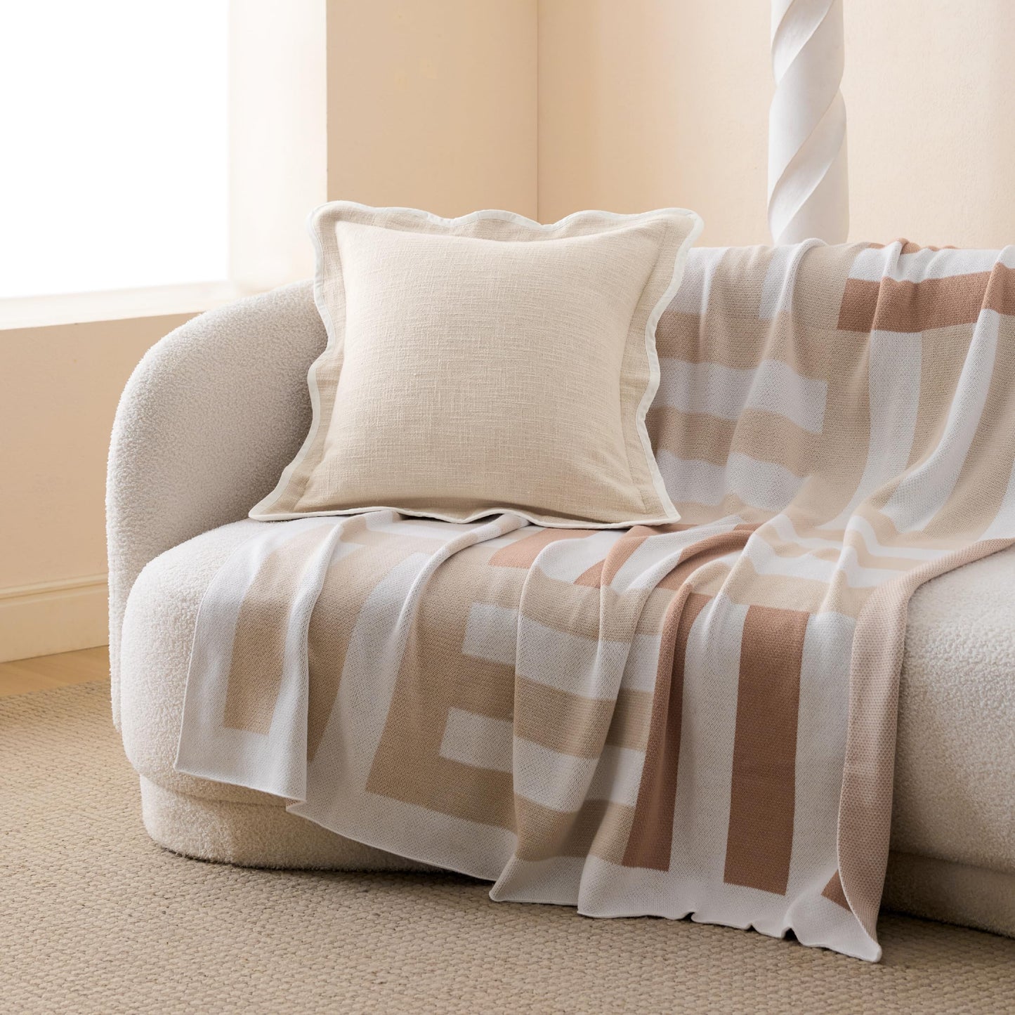 Double Stitch Scalloped Throw Pillow Covers - 100% Cotton