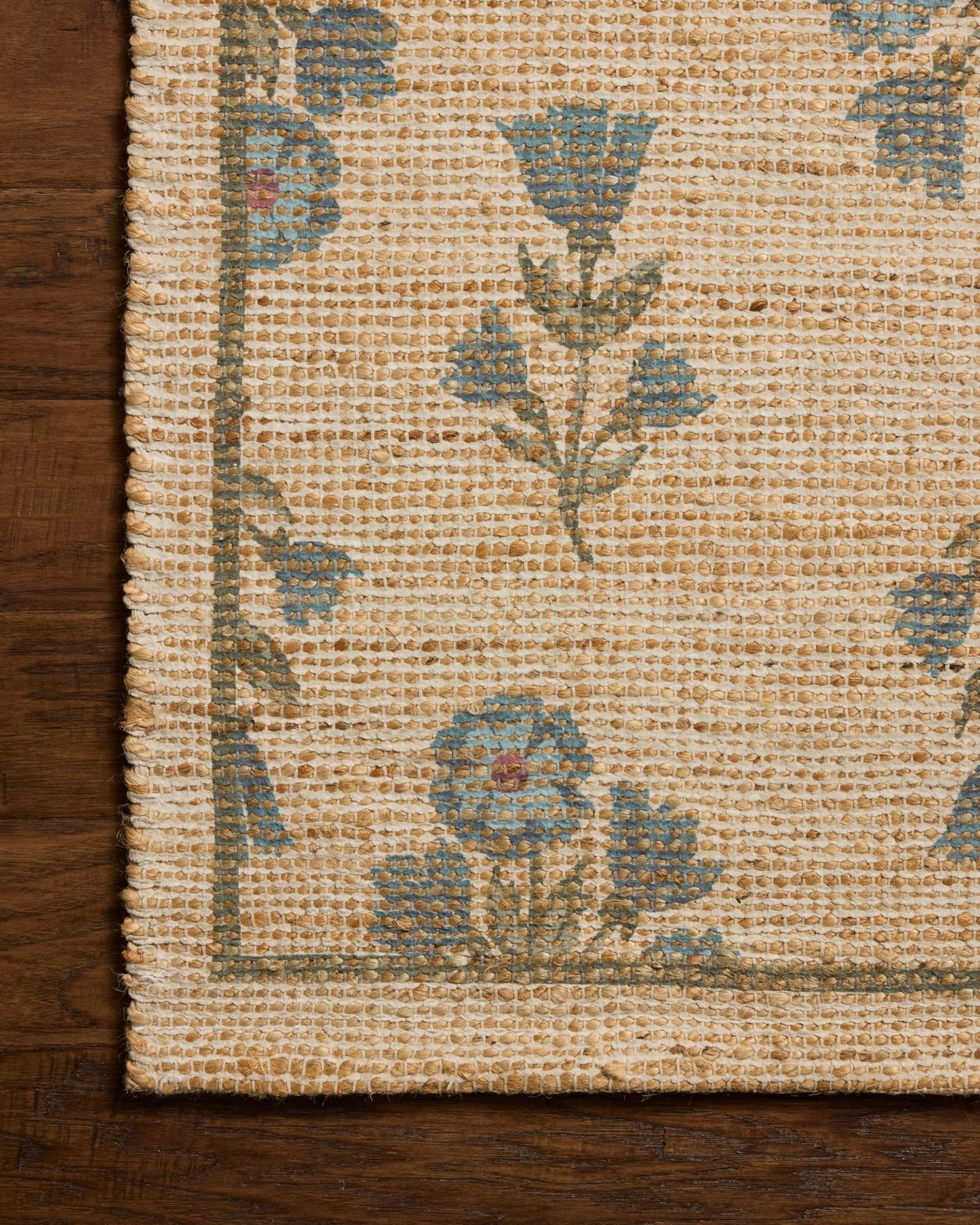 Loloi Chris Loves Julia Rue Collection Wheat/Sage Jute Neutral Floral Rug