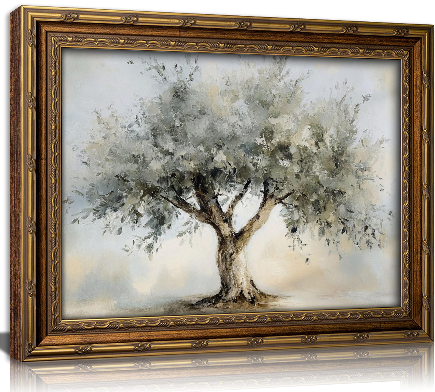 Vintage Gold Framed Moody Flower Canvas Wall Art