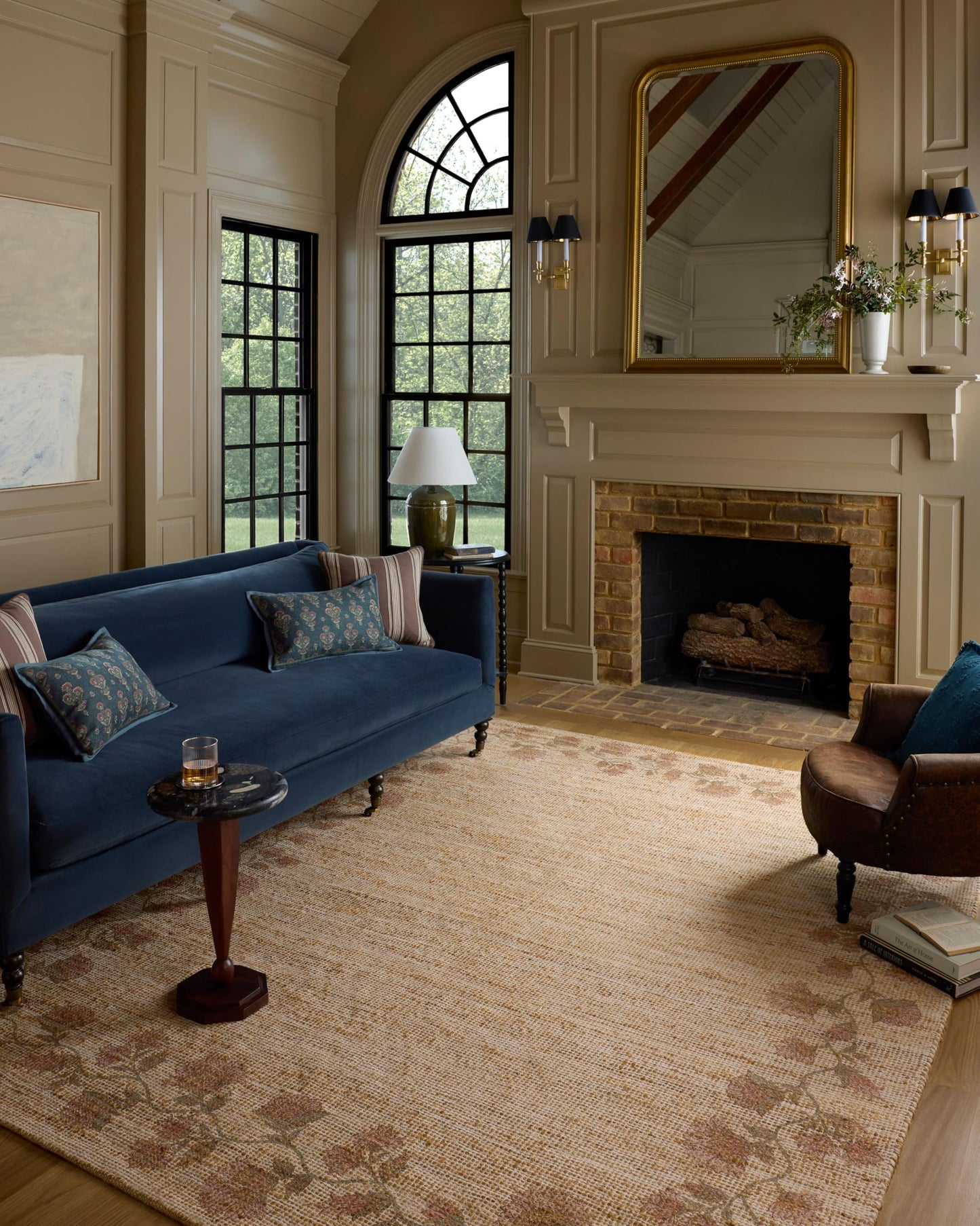 Loloi Chris Loves Julia Rue Collection Wheat/Sage Jute Neutral Floral Rug