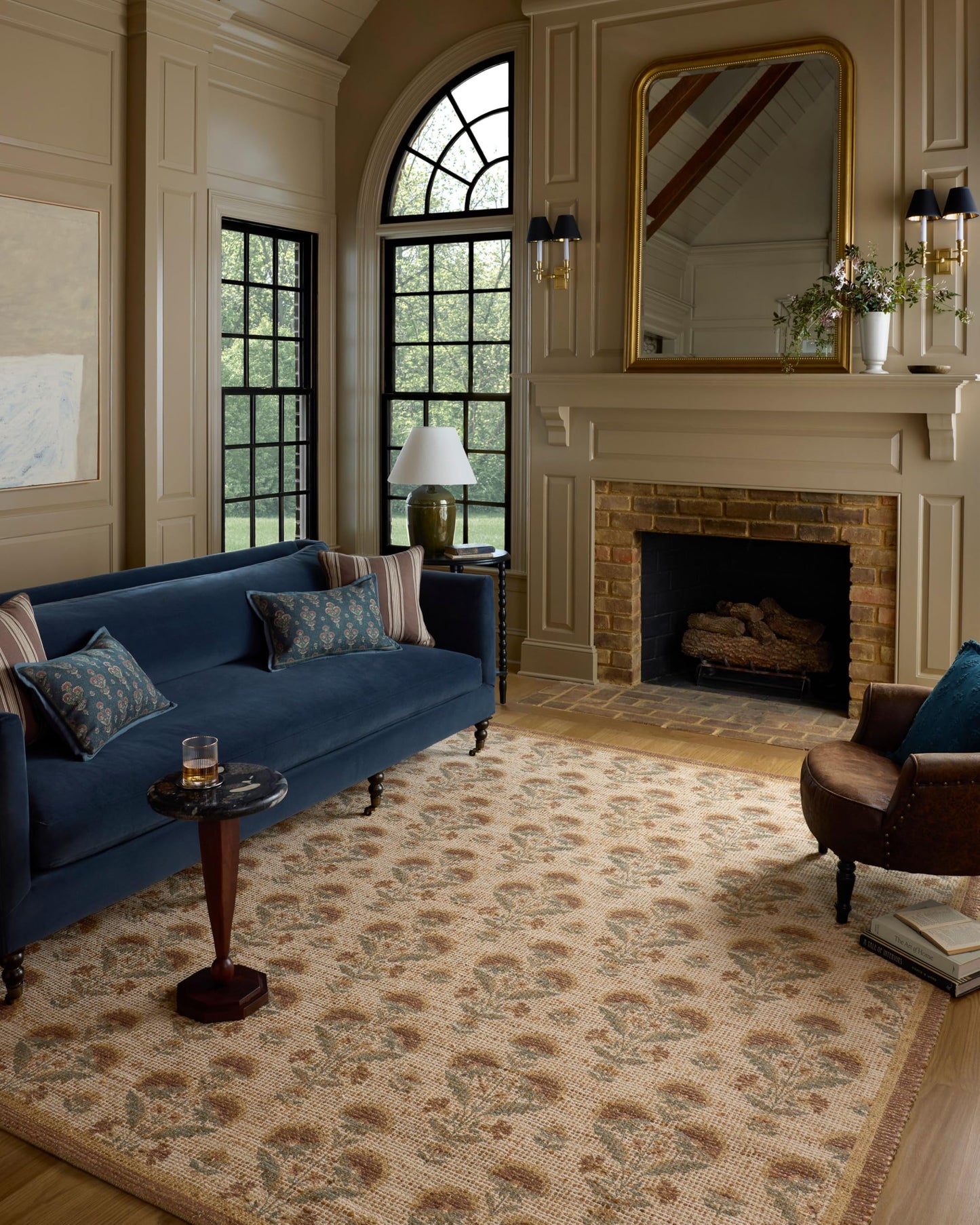 Loloi Chris Loves Julia Rue Collection Wheat/Sage Jute Neutral Floral Rug