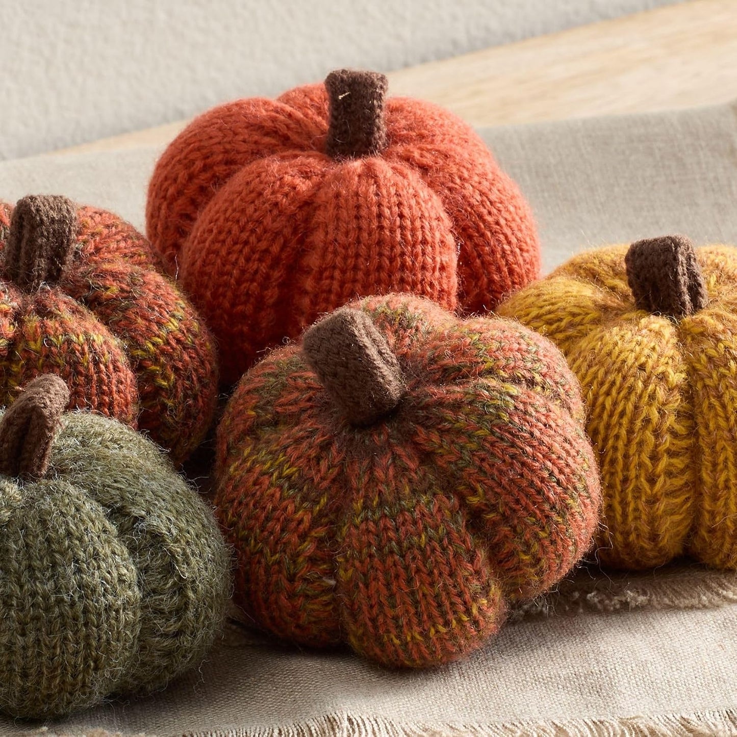 Set of 3 Cozy Knit Pumpkins
