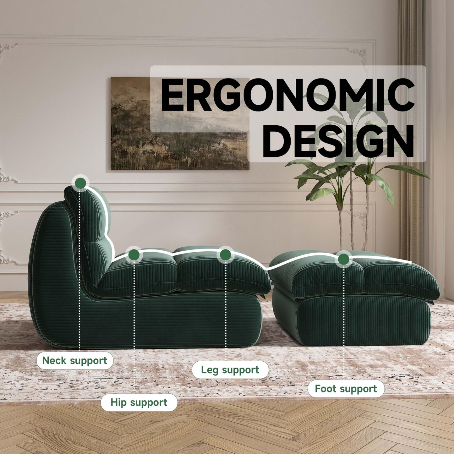 Cozy Comfy Bean Bag Chair with Ottoman