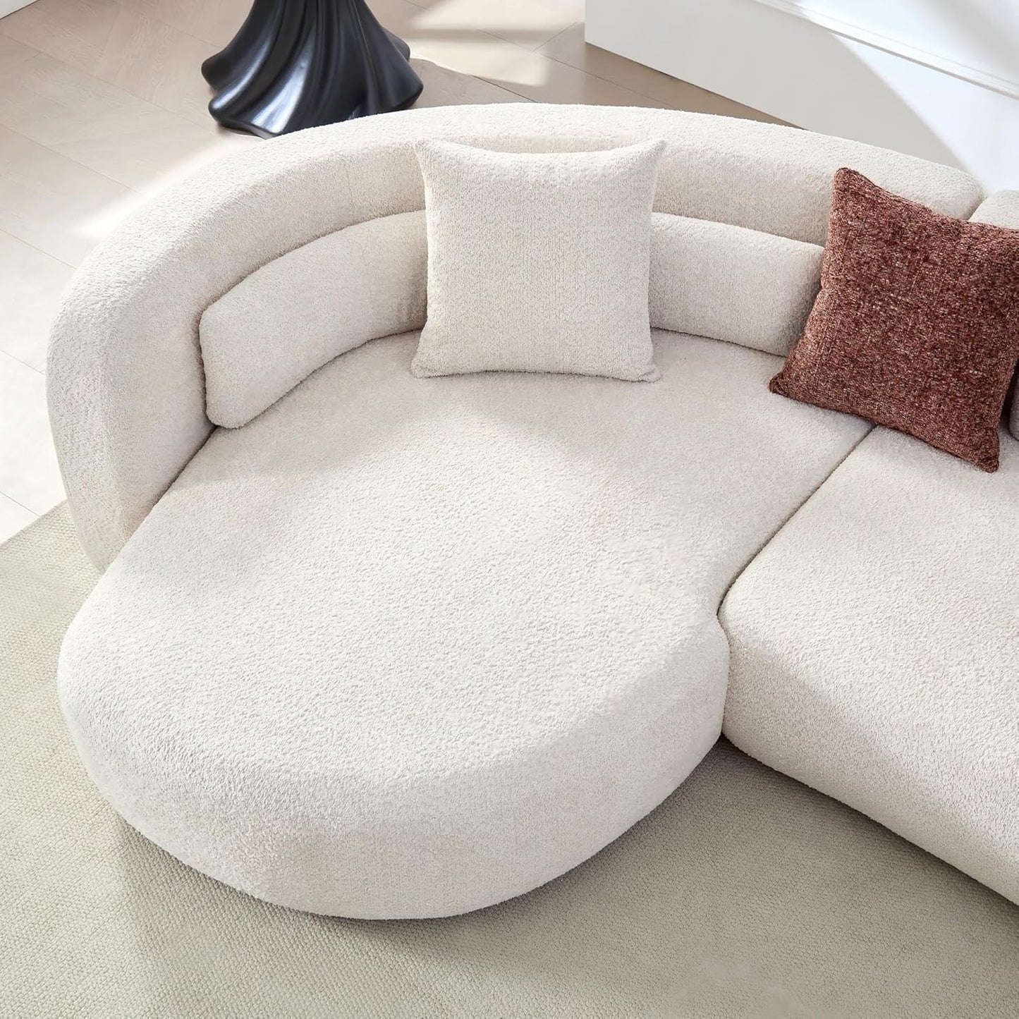 Oversized Curved Boucle 3-Sector Shaped Sectional Sofa