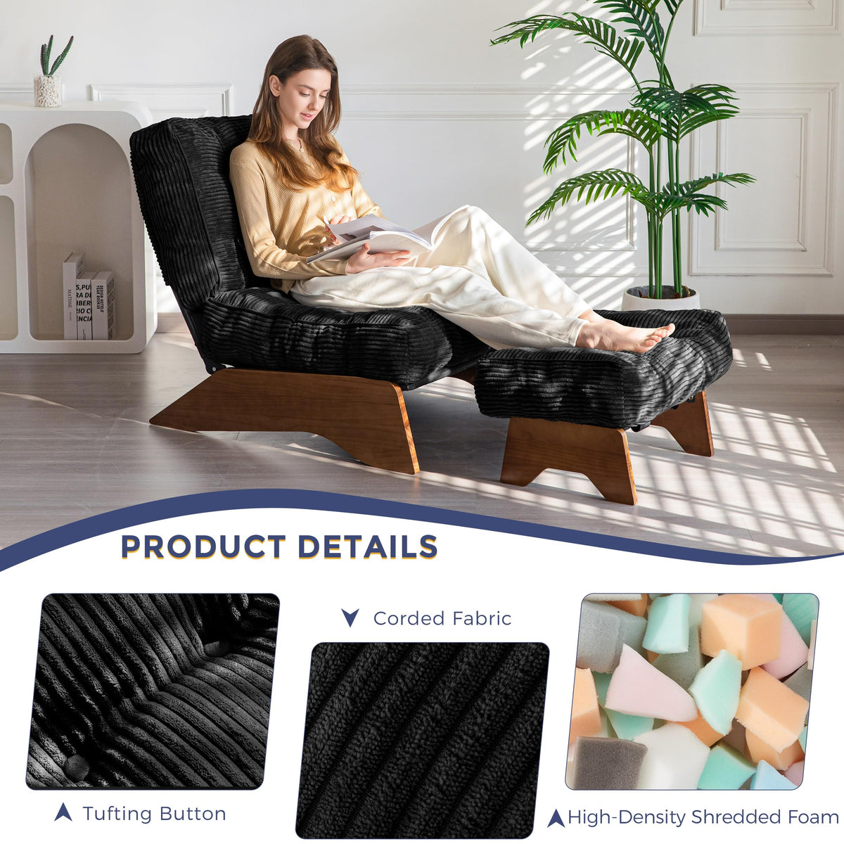 Lounge Chair with Ottoman and with Adjustable Backrest