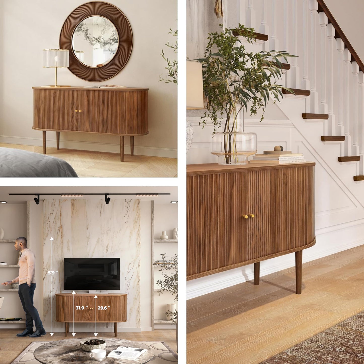 WERMO 71’’ Black Sideboard Cabinet with Doors and Shelves - Black Cabinet for Living Room, Bedroom, Entryway and Office Credenza. Kitchen Buffet, Modern Media Console Table with Storage (Black Oak)
