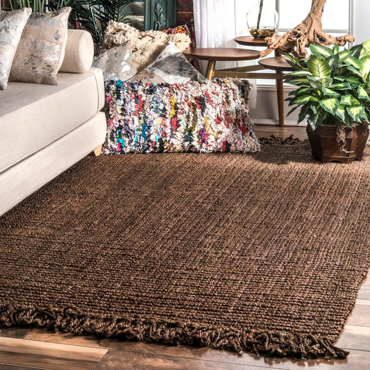 Chocolate Solid Flatweave Area Rug, 5' x 8'