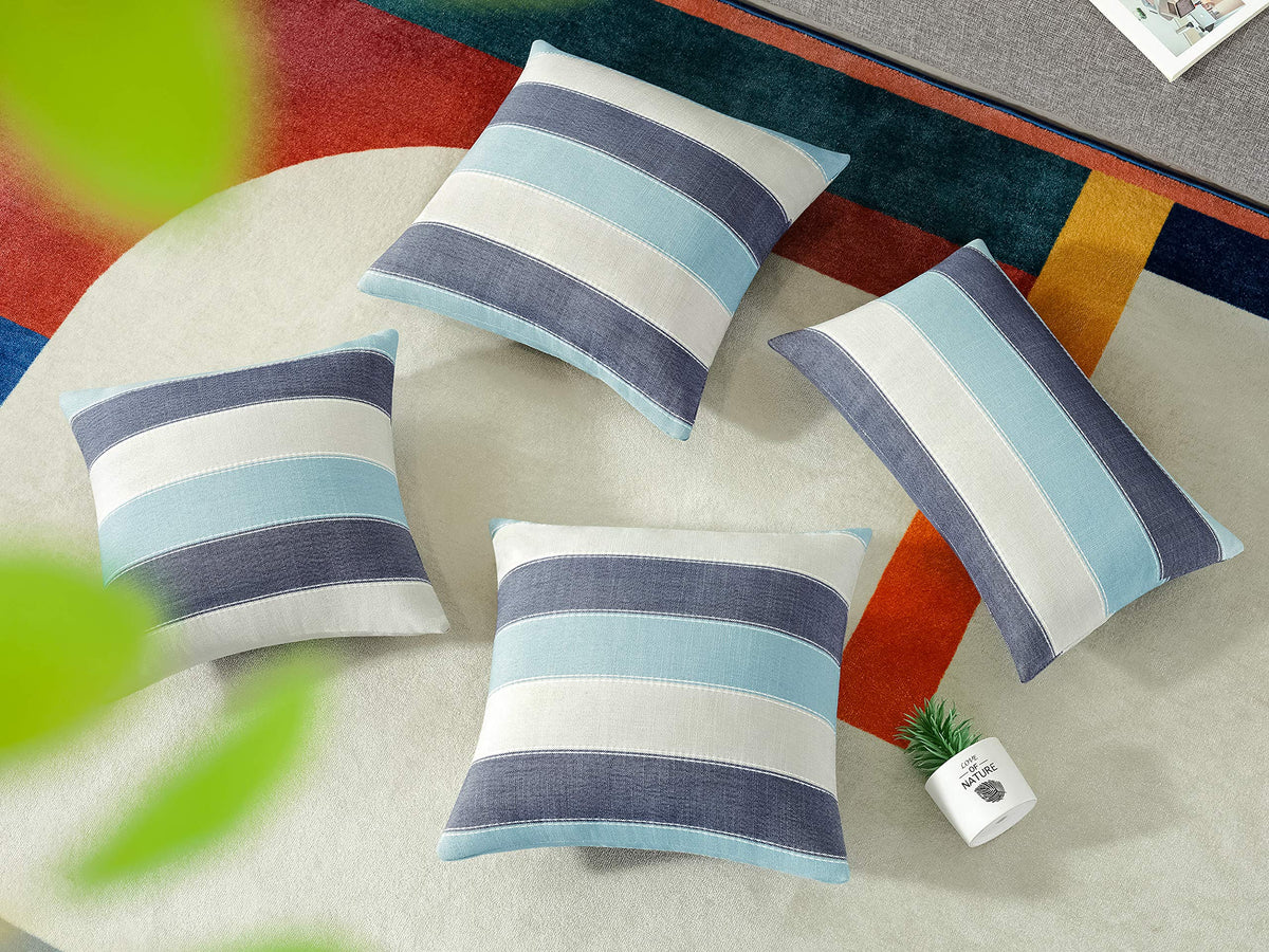 2 Pair Stripe Check Throw Pillow Covers 18x18Inch