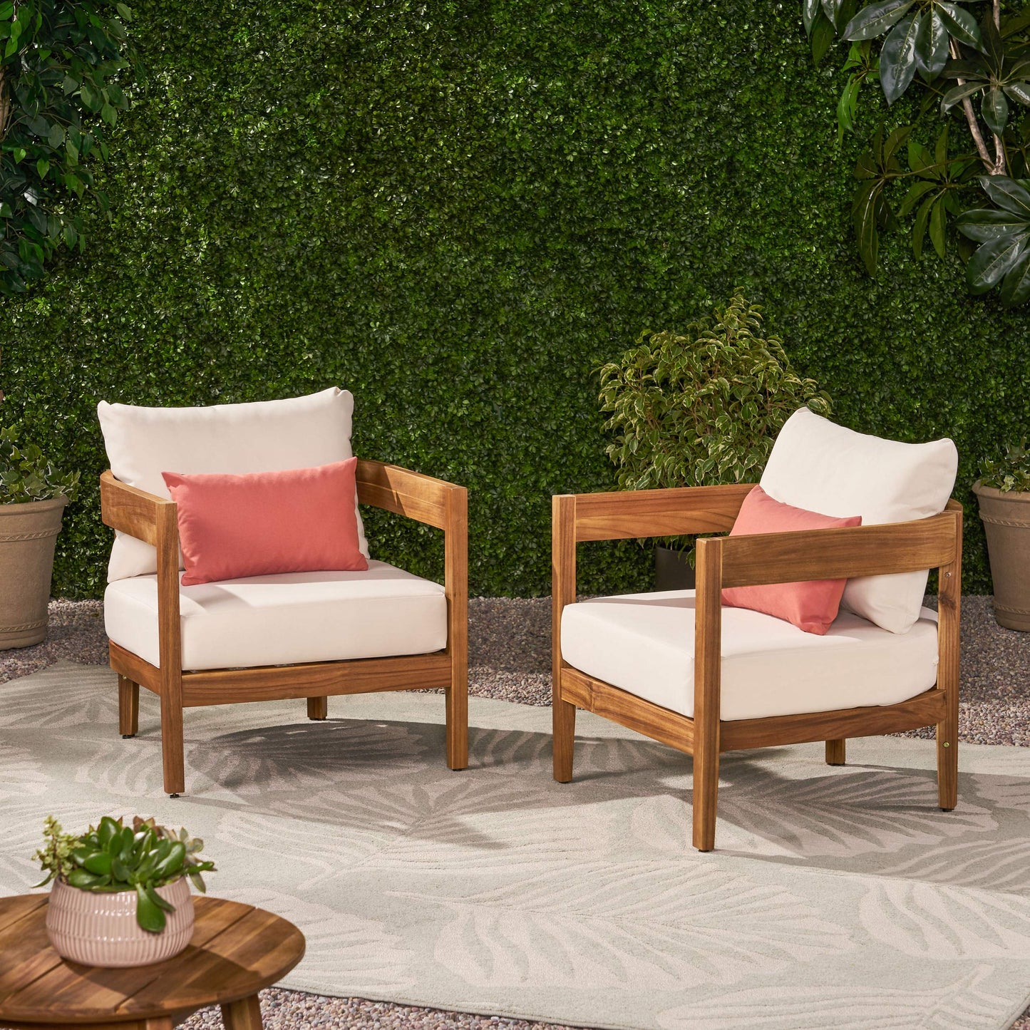 Outdoor Club Chairs with Cushions (Set of 2)