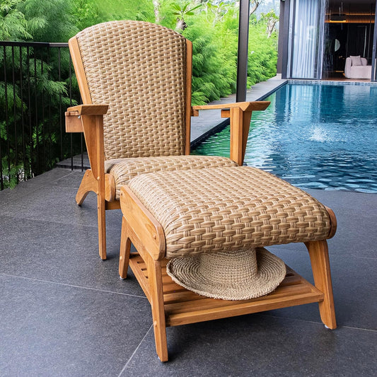 Cambridge Casual Camden Chair with Ottoman, Wicker Accent, Patio Lounge for Porch