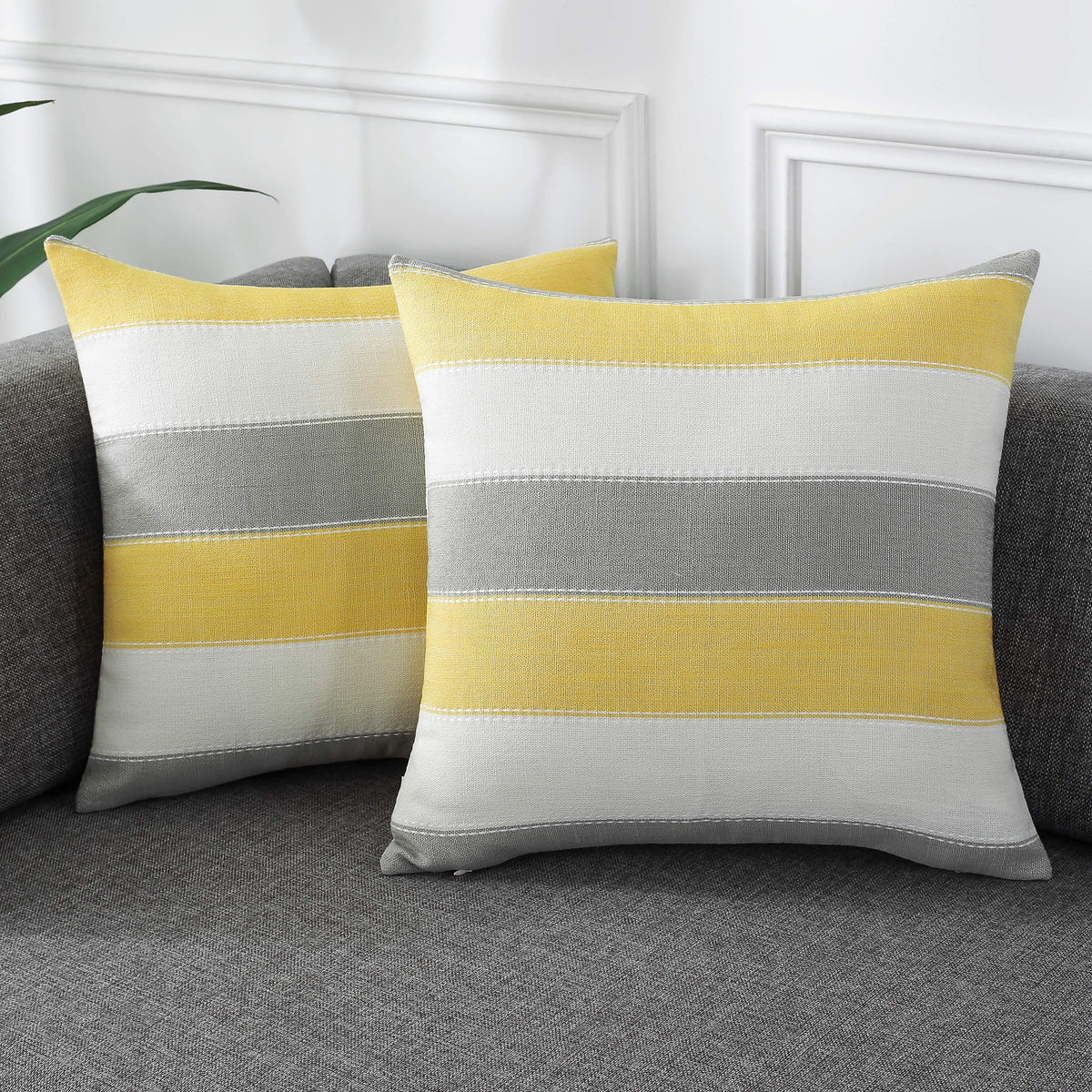 2 Pair Stripe Check Throw Pillow Covers 18x18Inch