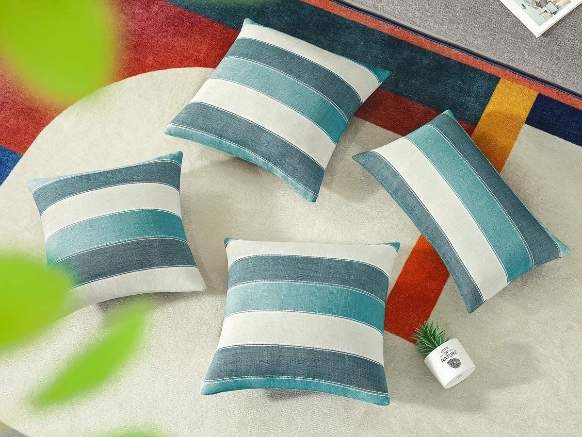 2 Pair Stripe Check Throw Pillow Covers 18x18Inch