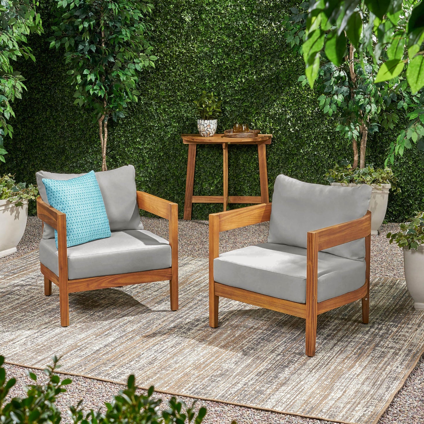 Outdoor Club Chairs with Cushions (Set of 2)