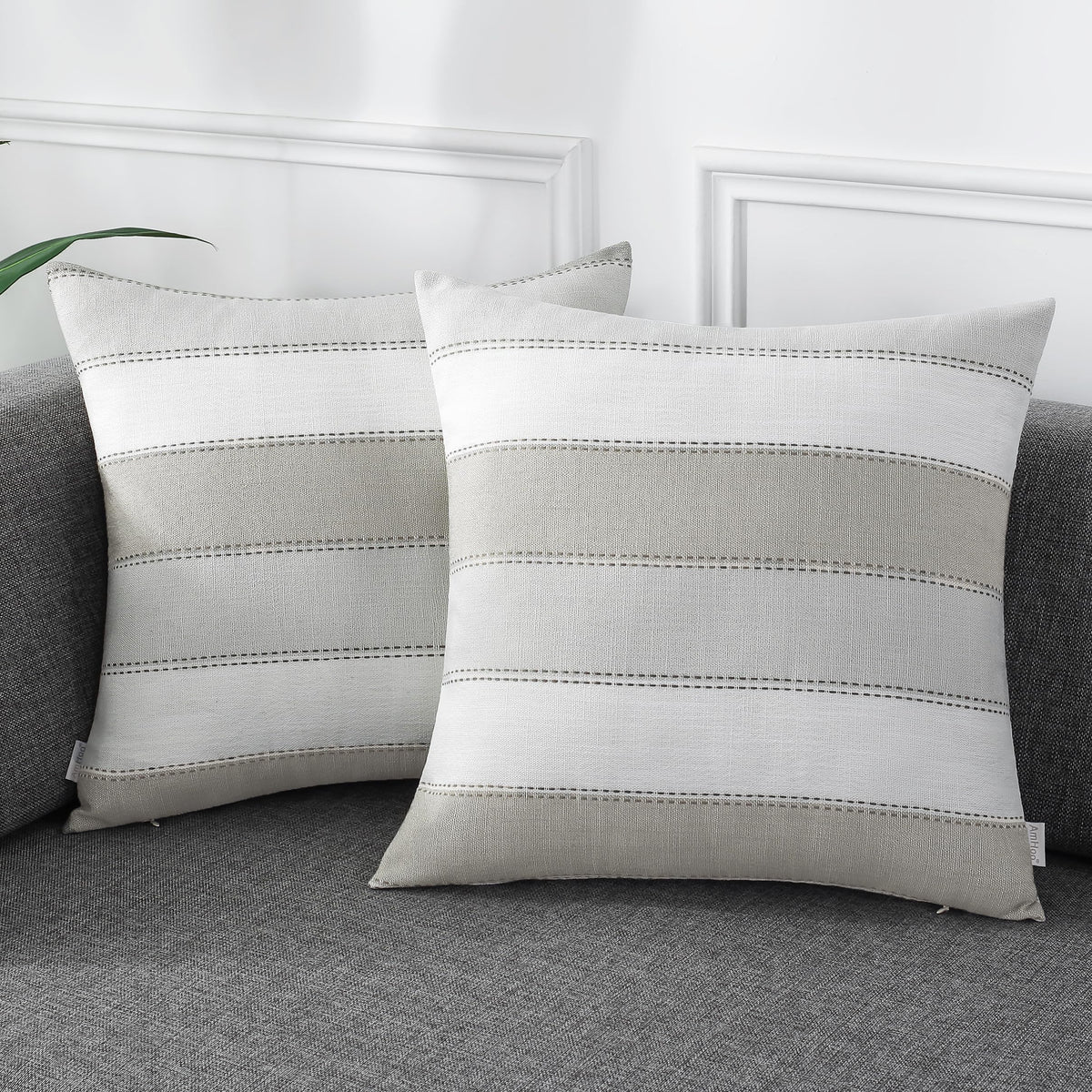 2 Pair Stripe Check Throw Pillow Covers 18x18Inch