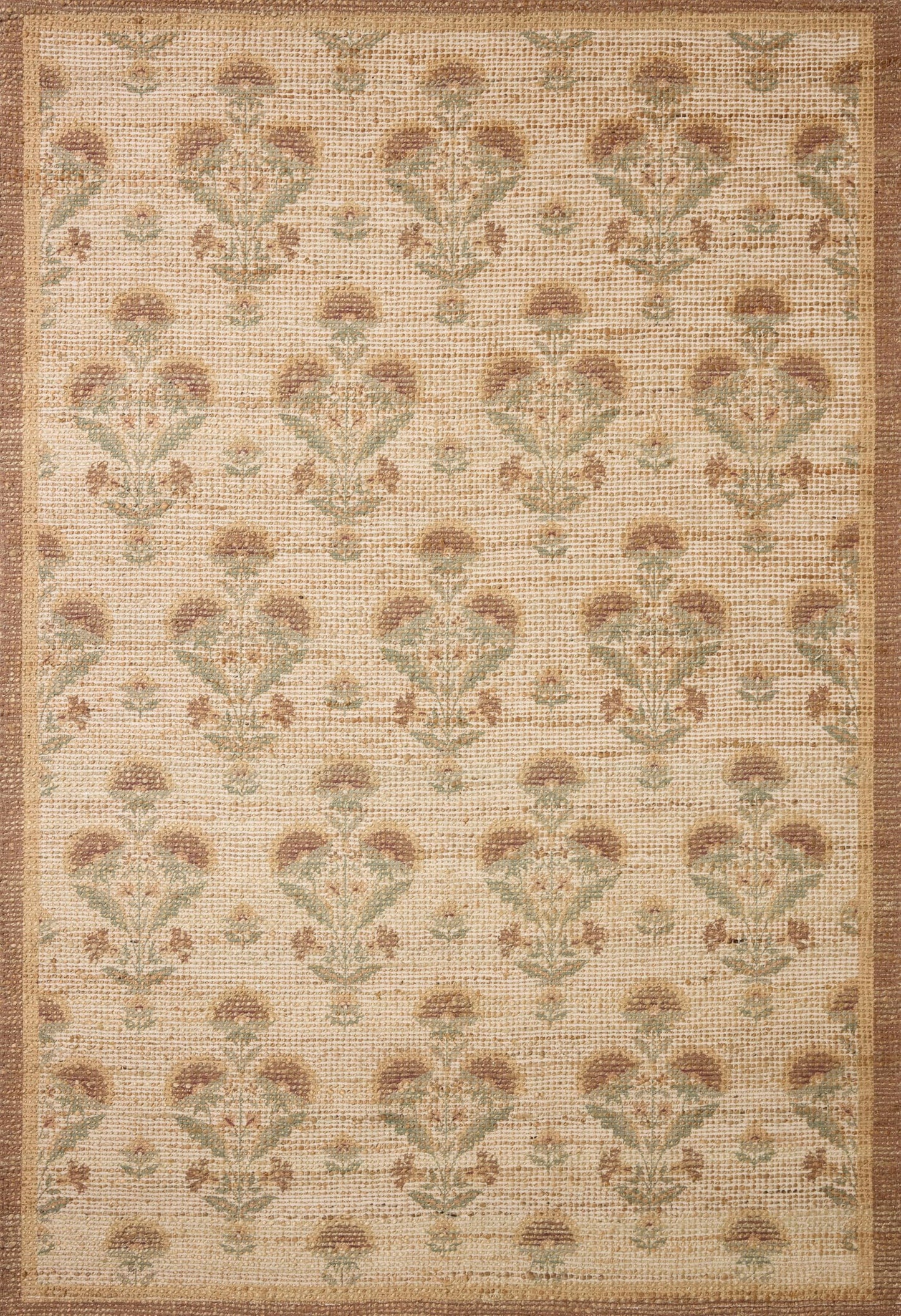 Loloi Chris Loves Julia Rue Collection Wheat/Sage Jute Neutral Floral Rug