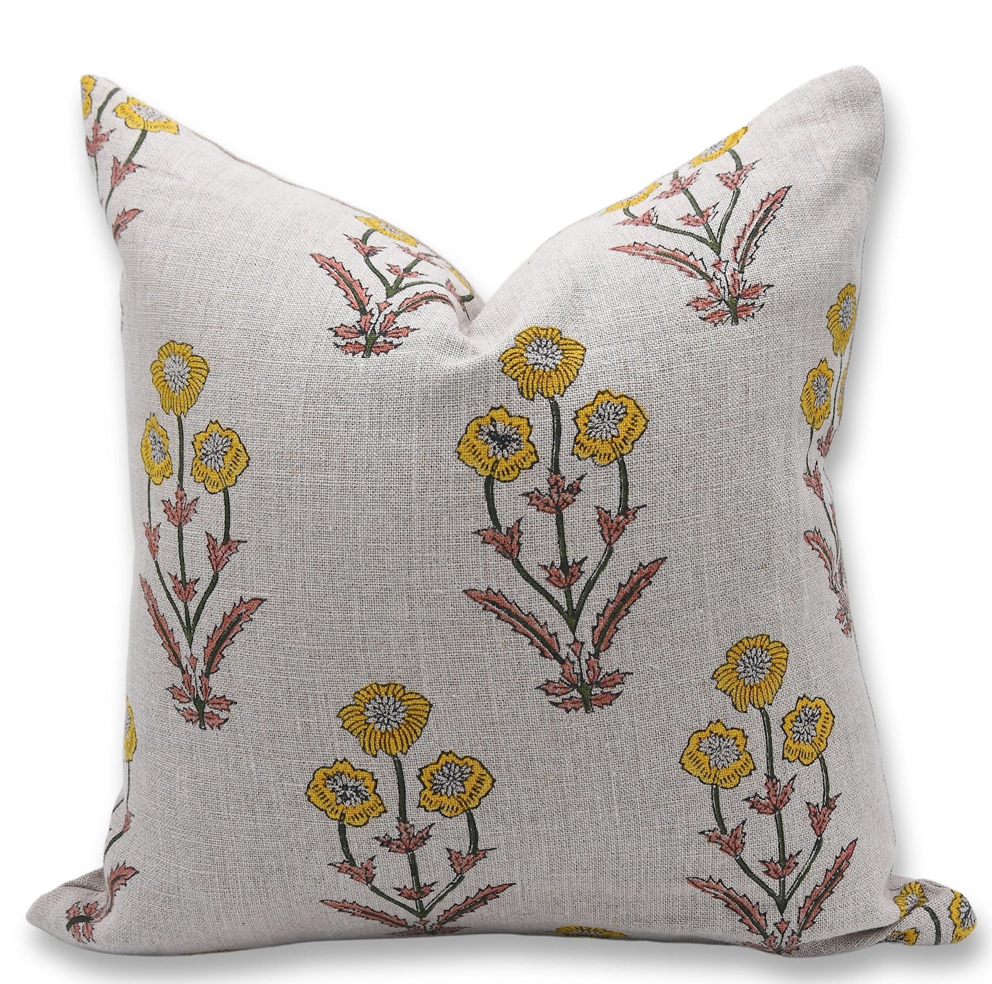 Floral Print Thick Linen 18x18 Inch Throw Pillowcase
