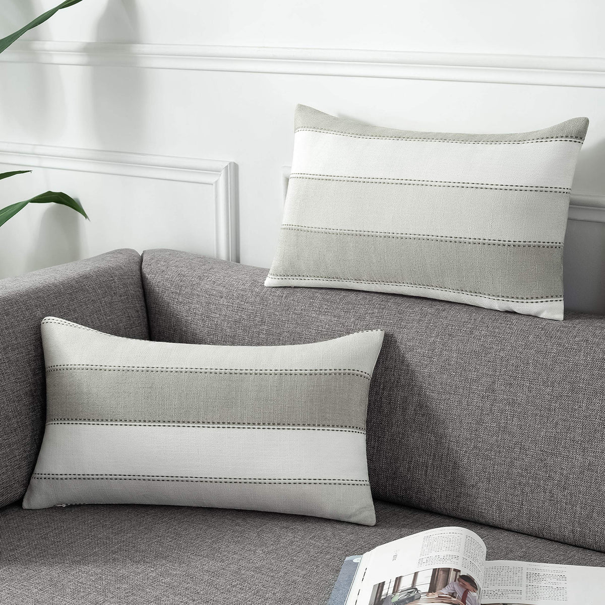 2 Pair Stripe Check Throw Pillow Covers 18x18Inch