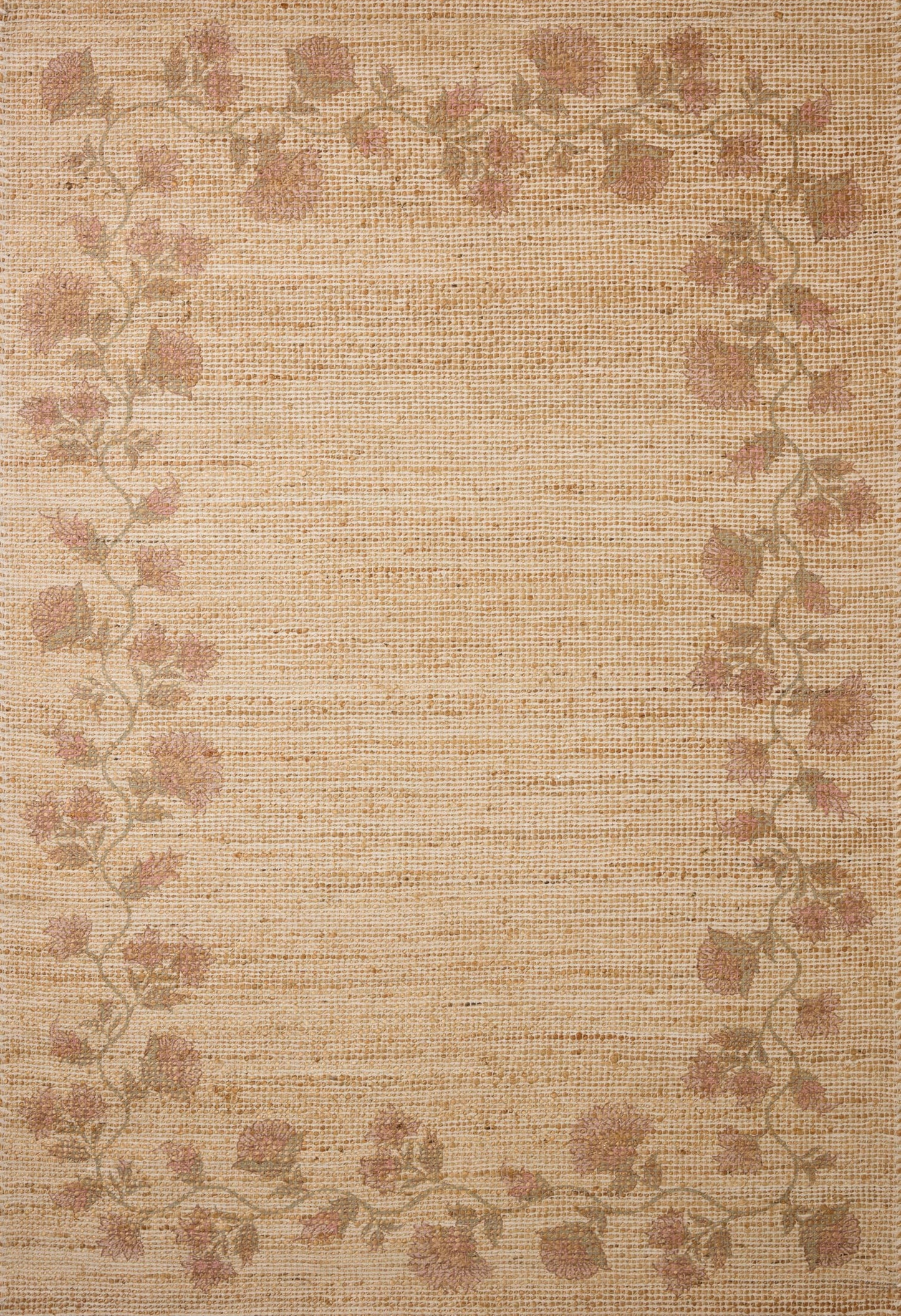 Loloi Chris Loves Julia Rue Collection Wheat/Sage Jute Neutral Floral Rug