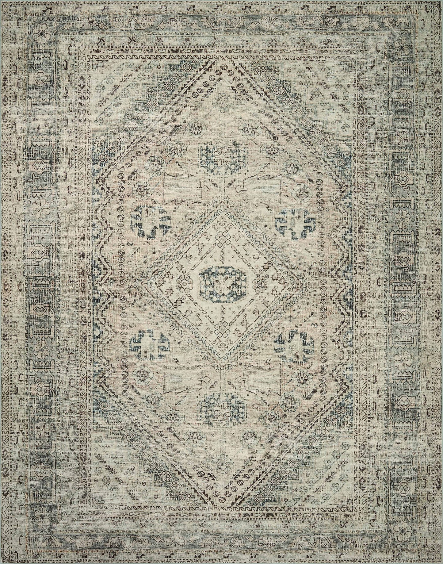 Loloi Magnolia Home by Joanna Gaines Sinclair Collection SIN-01 Pebble/Taupe 7'-6" x 9'-6", .25" Pile Height, Machine Washable, Area Rug