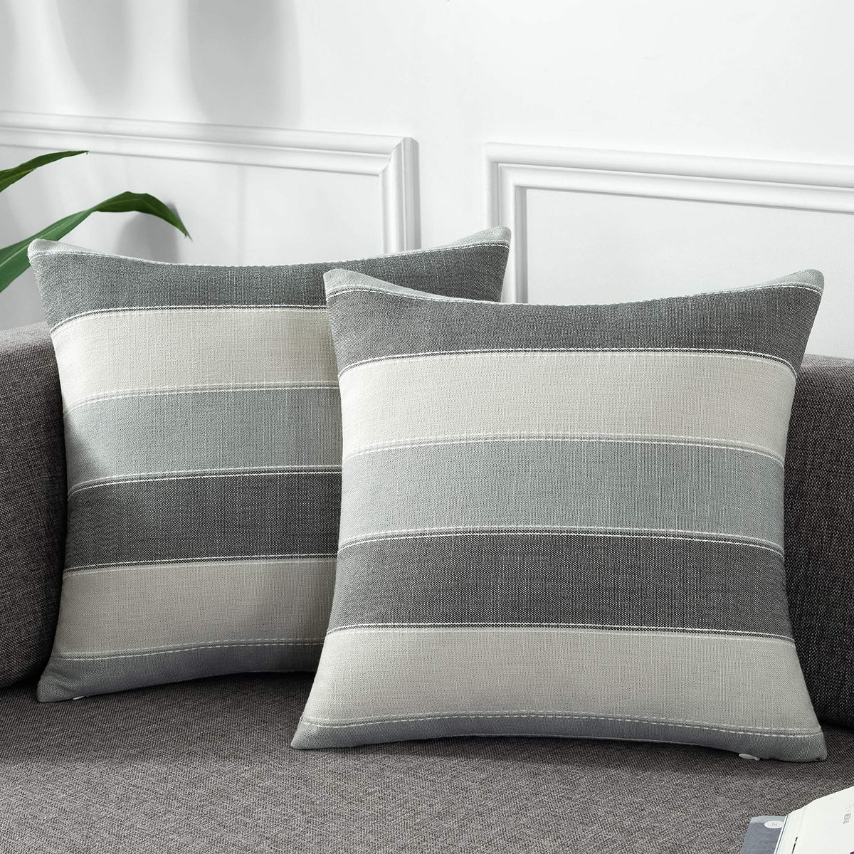 2 Pair Stripe Check Throw Pillow Covers 18x18Inch